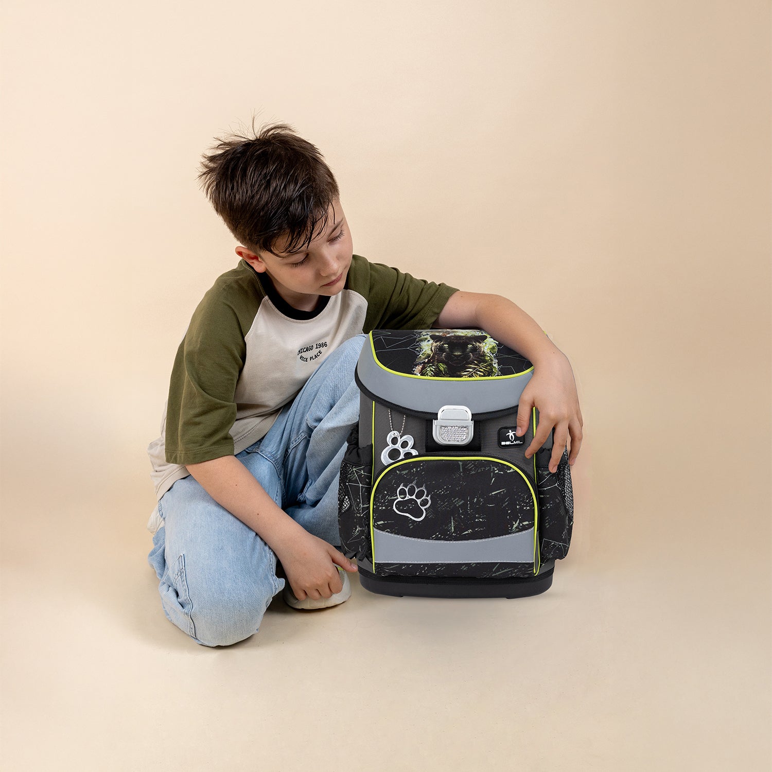 Ergonomisches Schulranzen-Set für Jungen – Belmil Mini-Fit Black Panther (4-tlg.)