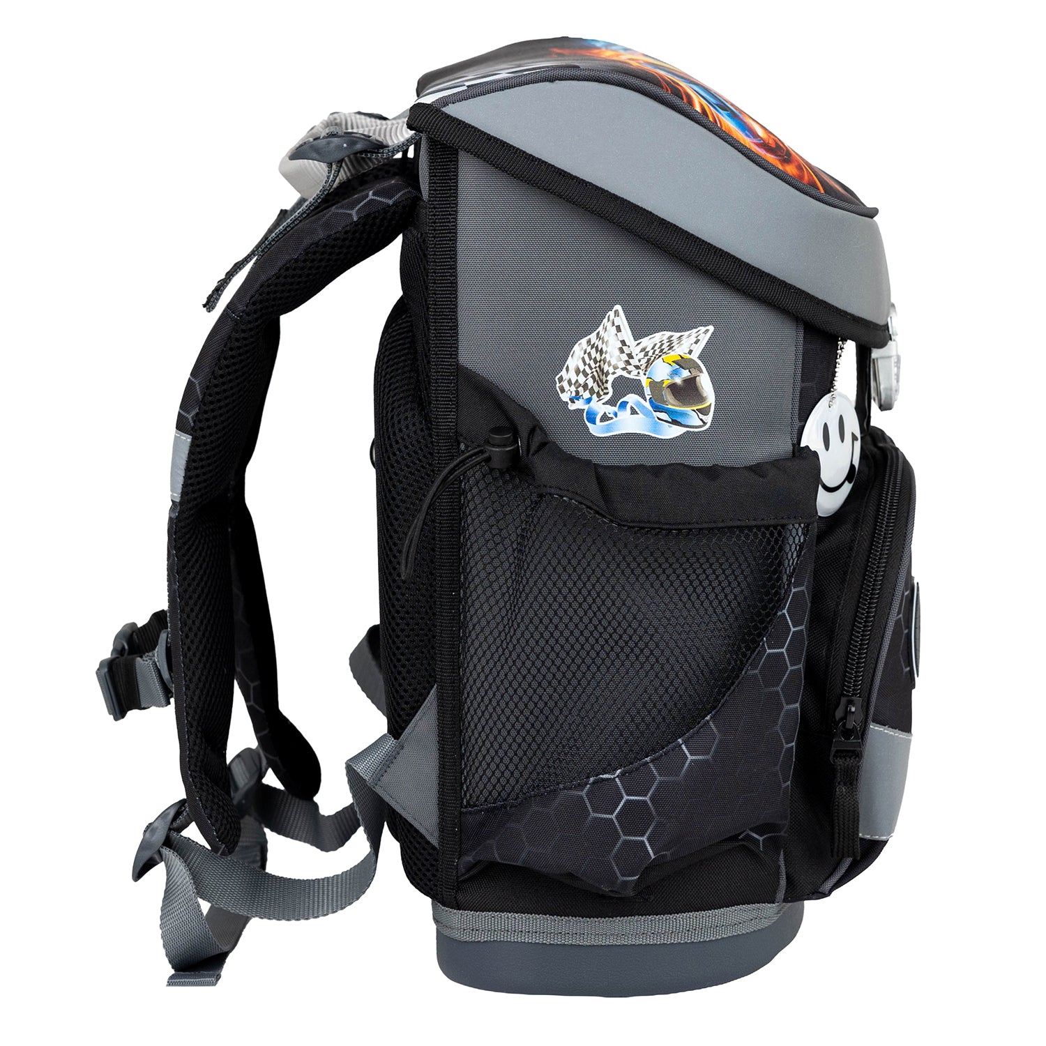 Dinosaur raincoat included in the Belmil Mini-Fit Ergonomic School Bag Set “Race It,” designed to be worn easily over the school bag for boys during rainy weather.