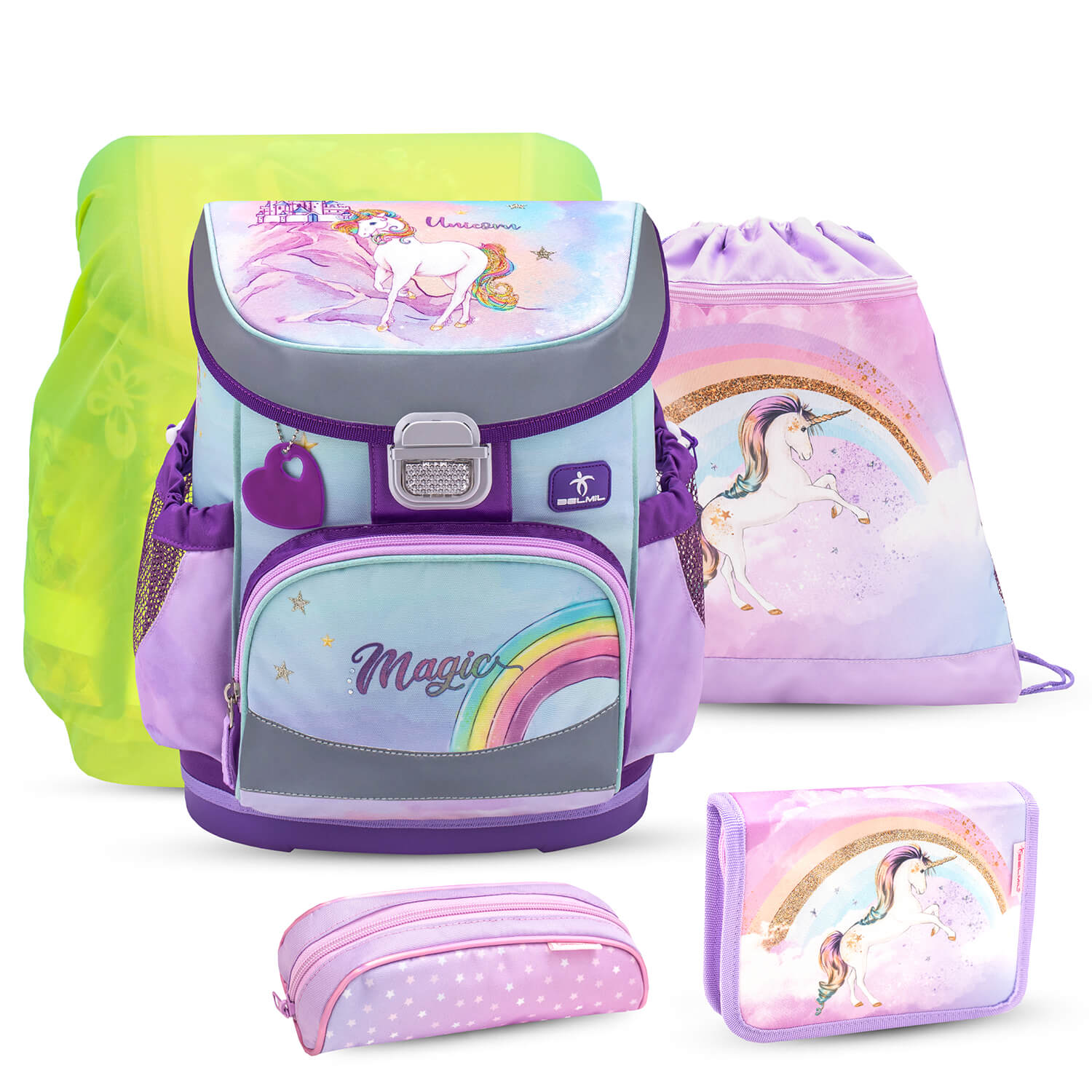 Mini-Fit Rainbow Unicorn Magic Schulranzen Set 5 tlg.