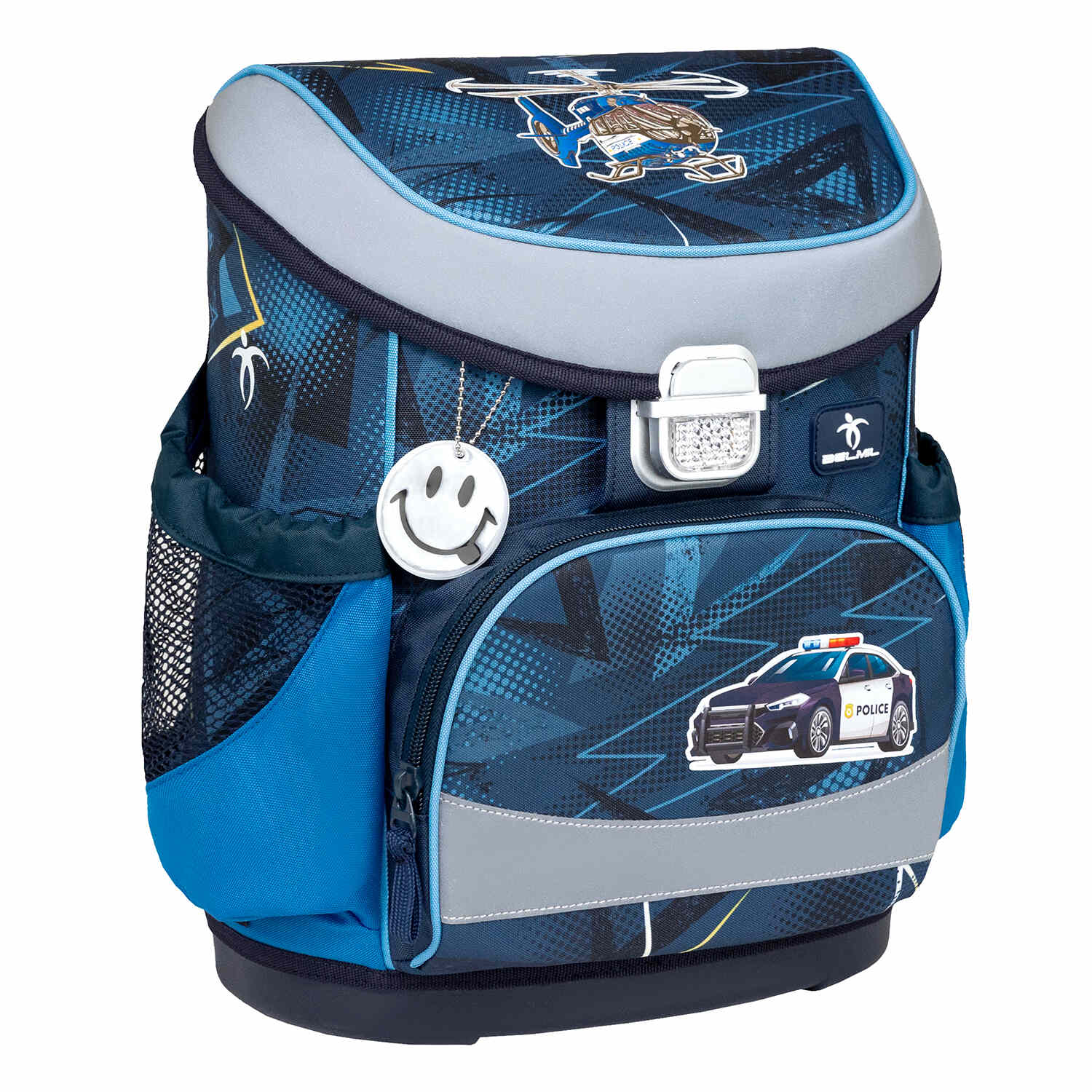 The ergonomic shape of the Mini-Fit Police schoolbag set 4 pcs designed for comfort, ideal for first graders - Ergonomic School Bag Set for Boys – Belmil Mini-Fit Police (4 pcs).