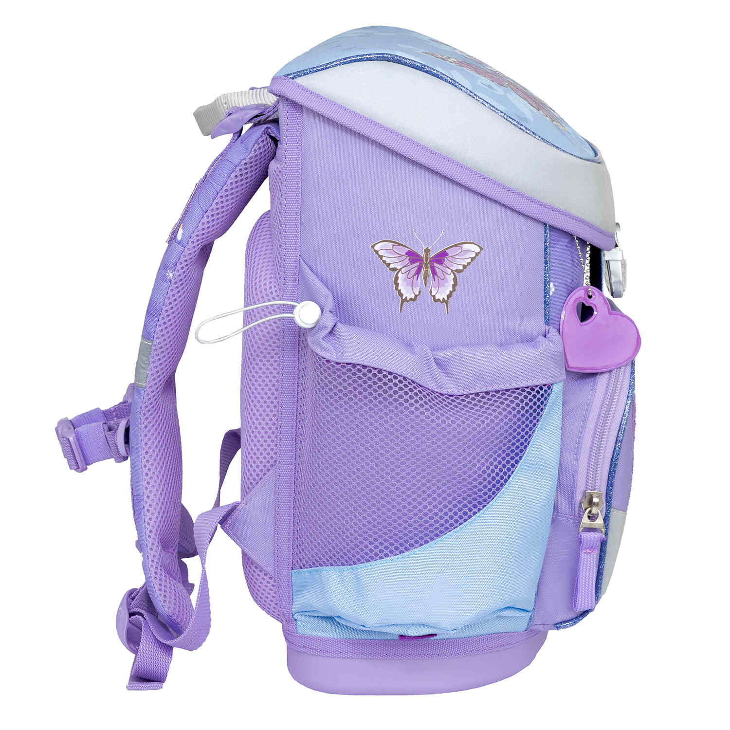 Pencil case included in the Ergonomic School Bag Set for Girls – Belmil Mini-Fit Purple Blue Butterfly (4 pcs) with stylish butterfly pattern.