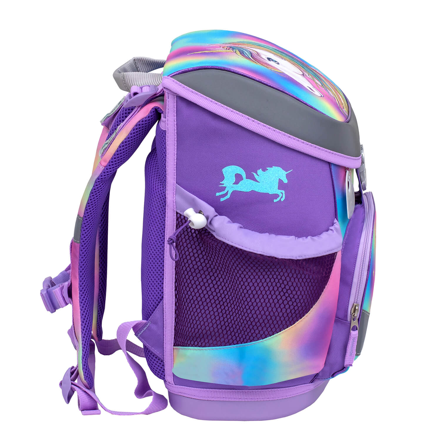 A playful arrangement of the Mini-Fit Rainbow Color schoolbag set 4 pcs, showcasing it as an Ergonomic School Bag Set for Girls from Belmil.