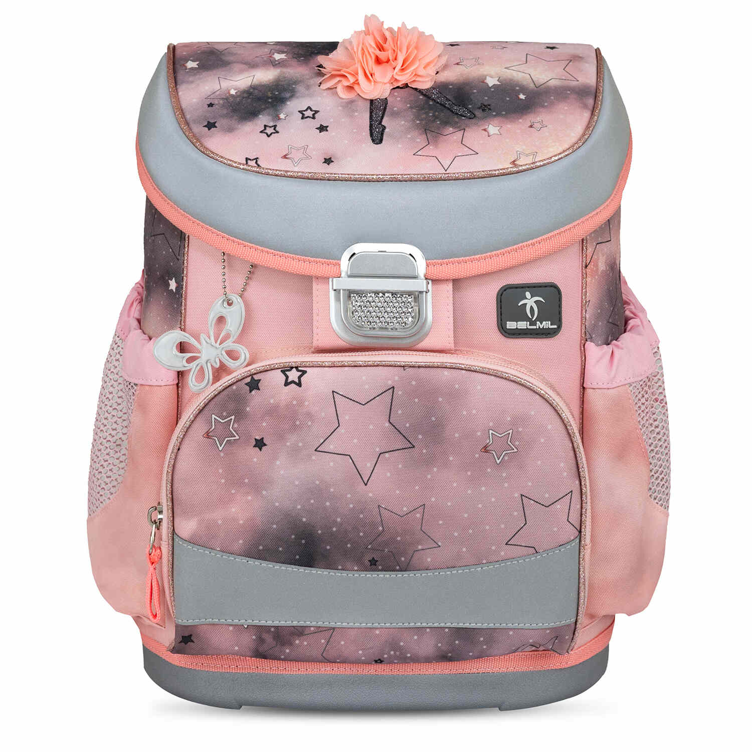 Interior compartments of the Ergonomic School Bag Set for Girls – Belmil Mini-Fit Rose Ballet (4 pcs) designed for organization.