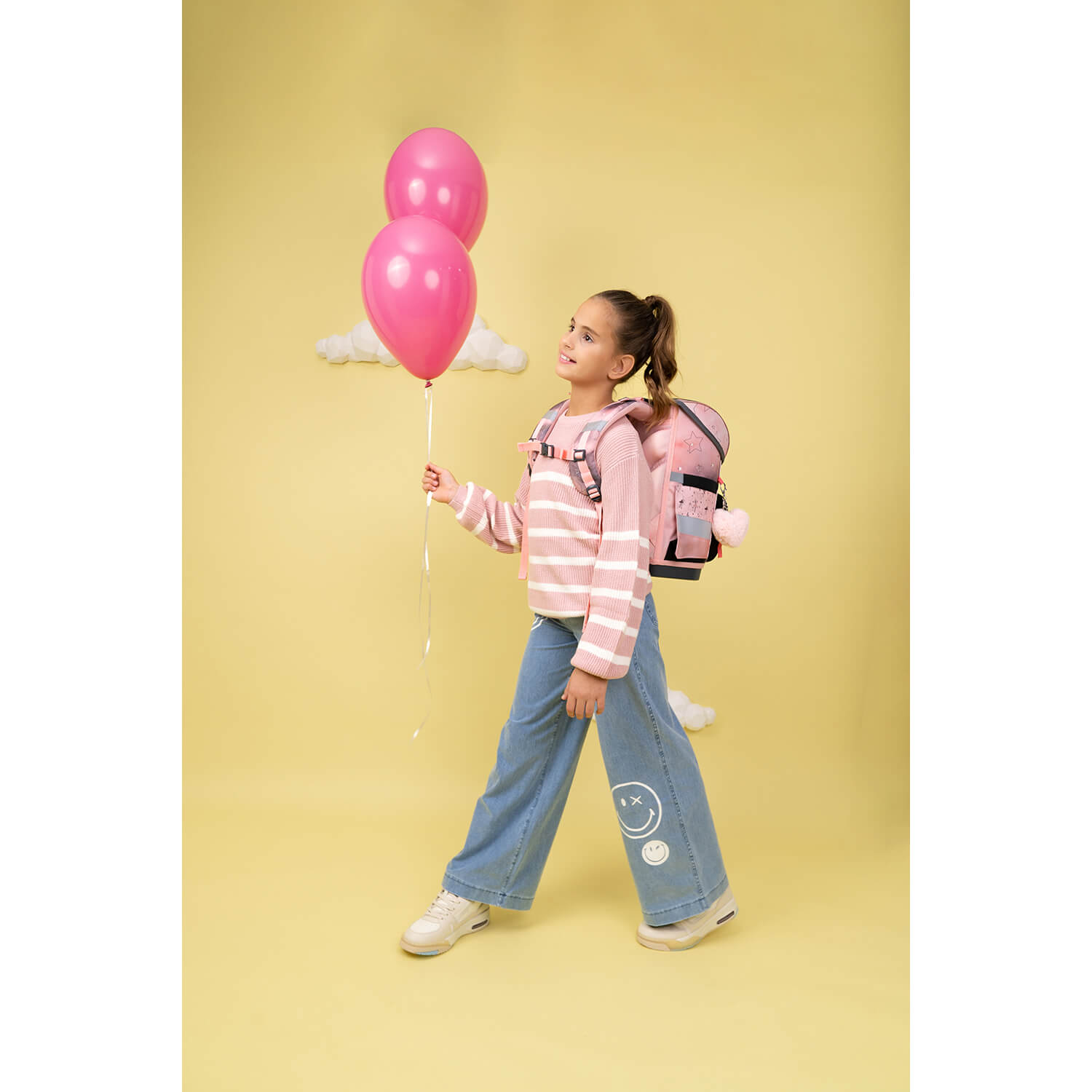 Belmil Compact Ergonomic School Bag Set “Ballerina Black Pink” Design + Unicorn Raincoat – 5-Piece Set for Girls