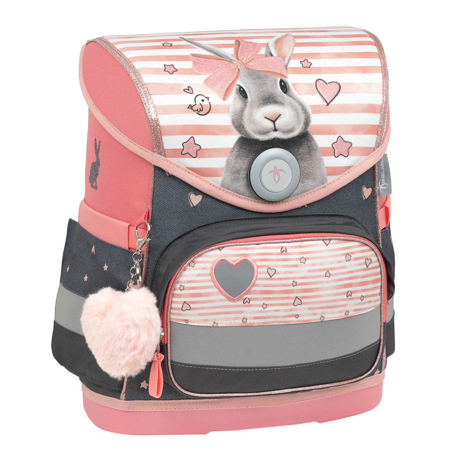 Belmil Compact Ergonomic School Bag Set 'Little Bunnies' Design + Unicorn Raincoat – 5-Piece Set for Girls displaying the gym bag included in the set.