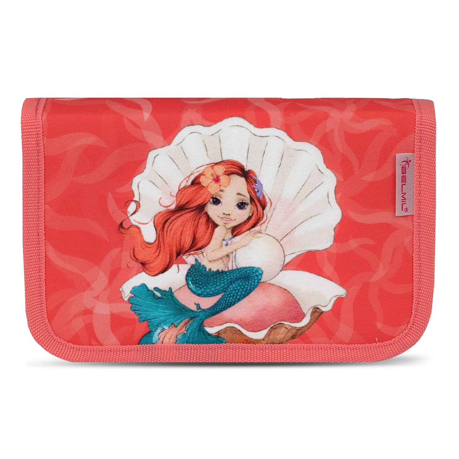 Full view of the Belmil Compact Ergonomic School Bag Set “Sea Queen” Design + Unicorn Raincoat – 5-Piece Set for Girls showcasing the marine-themed design.