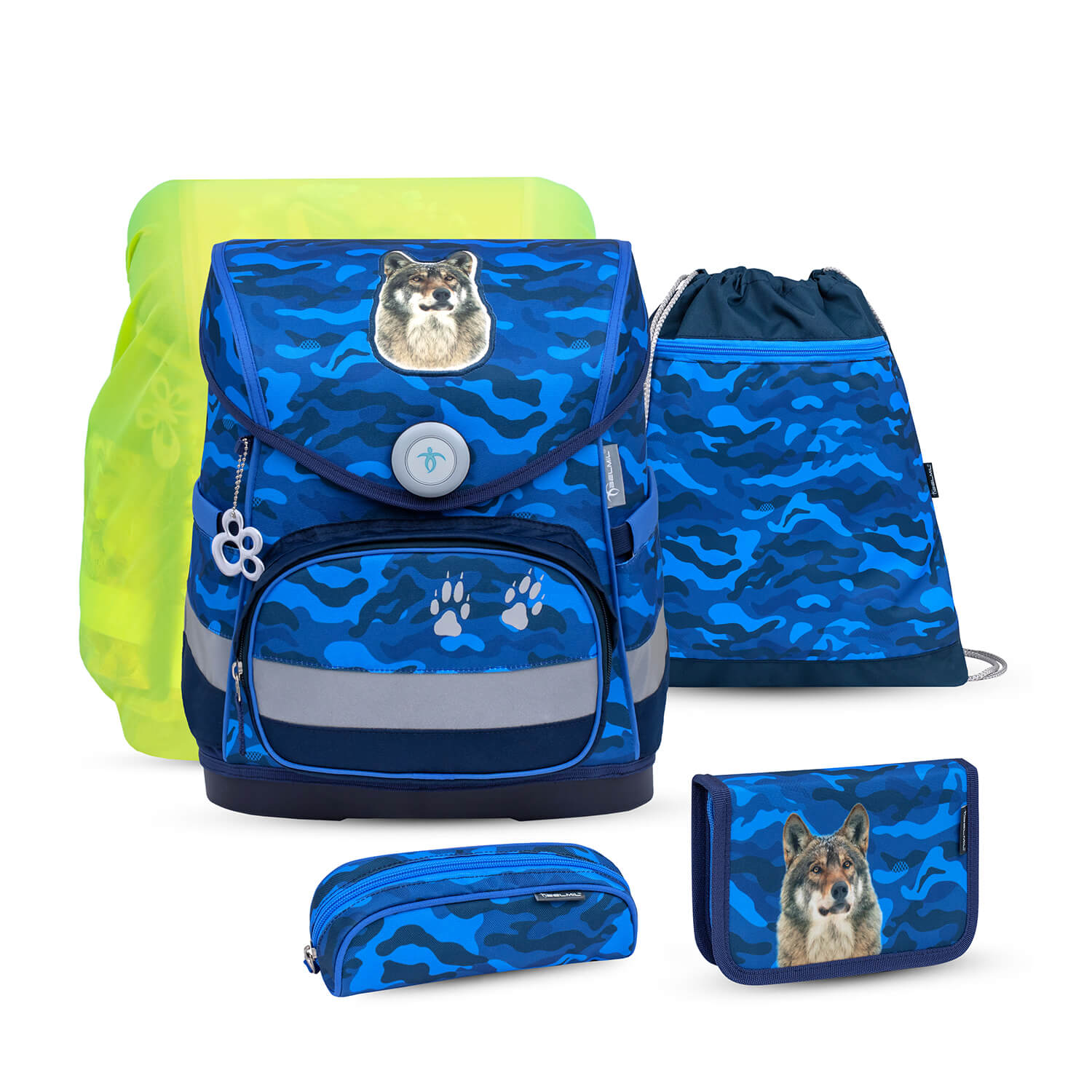 Compact Alpha Wolf schoolbag set 5 pcs