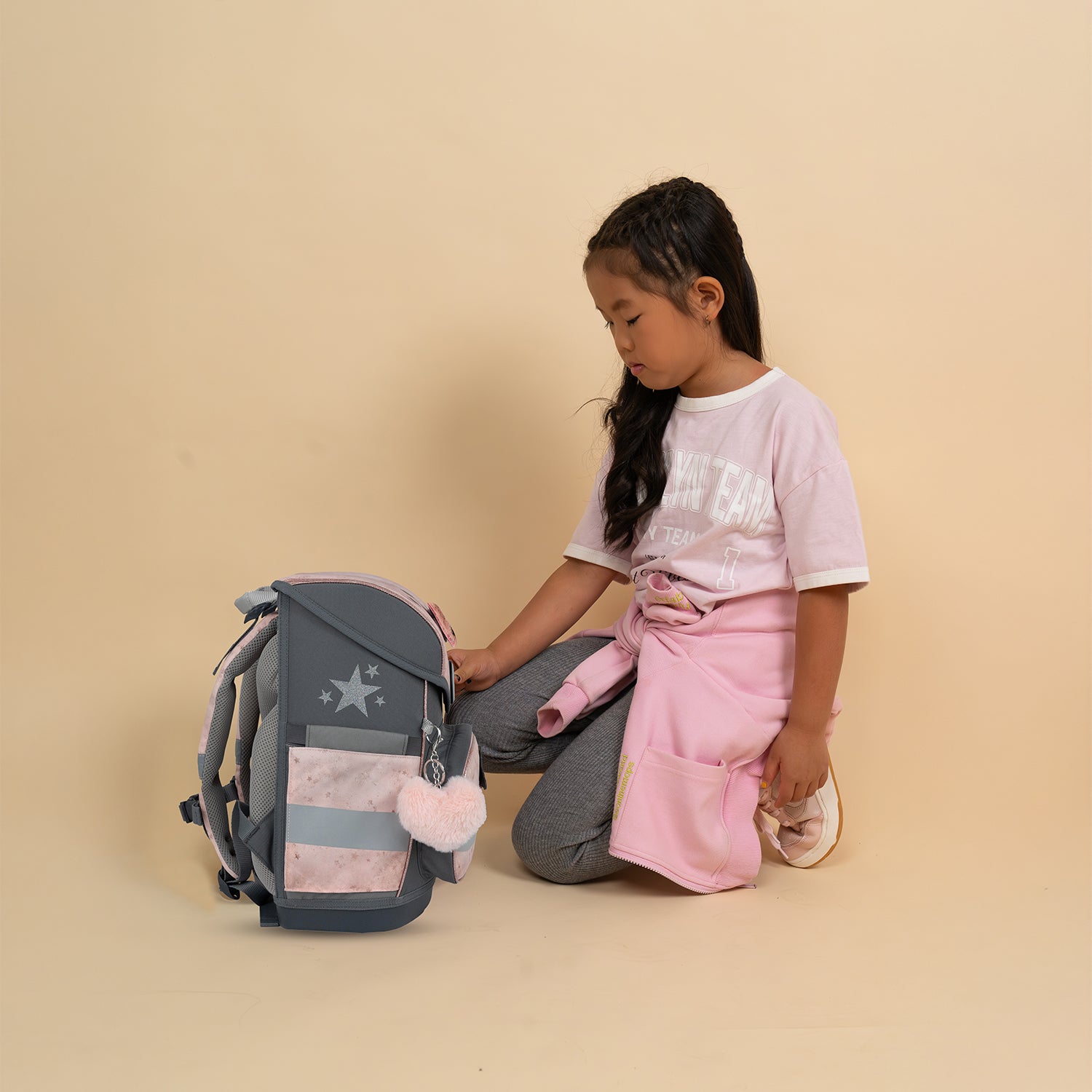 Belmil Compact Ergonomisches Schulranzen-Set „Belle Pirouette“ Design + Einhorn-Regenmantel – 5-teiliges Set für Mädchen