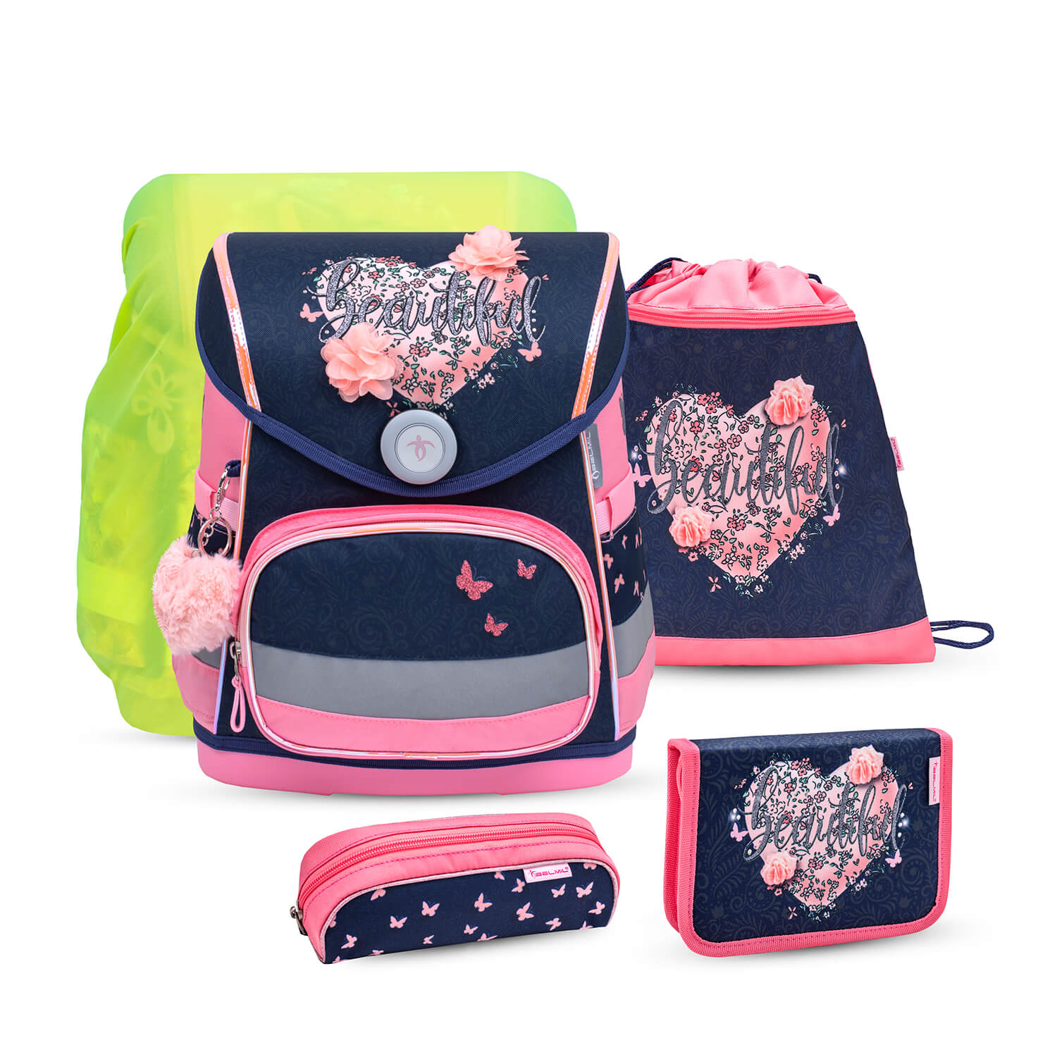 Compact Beautiful Flowers Schulranzen Set 5 tlg.