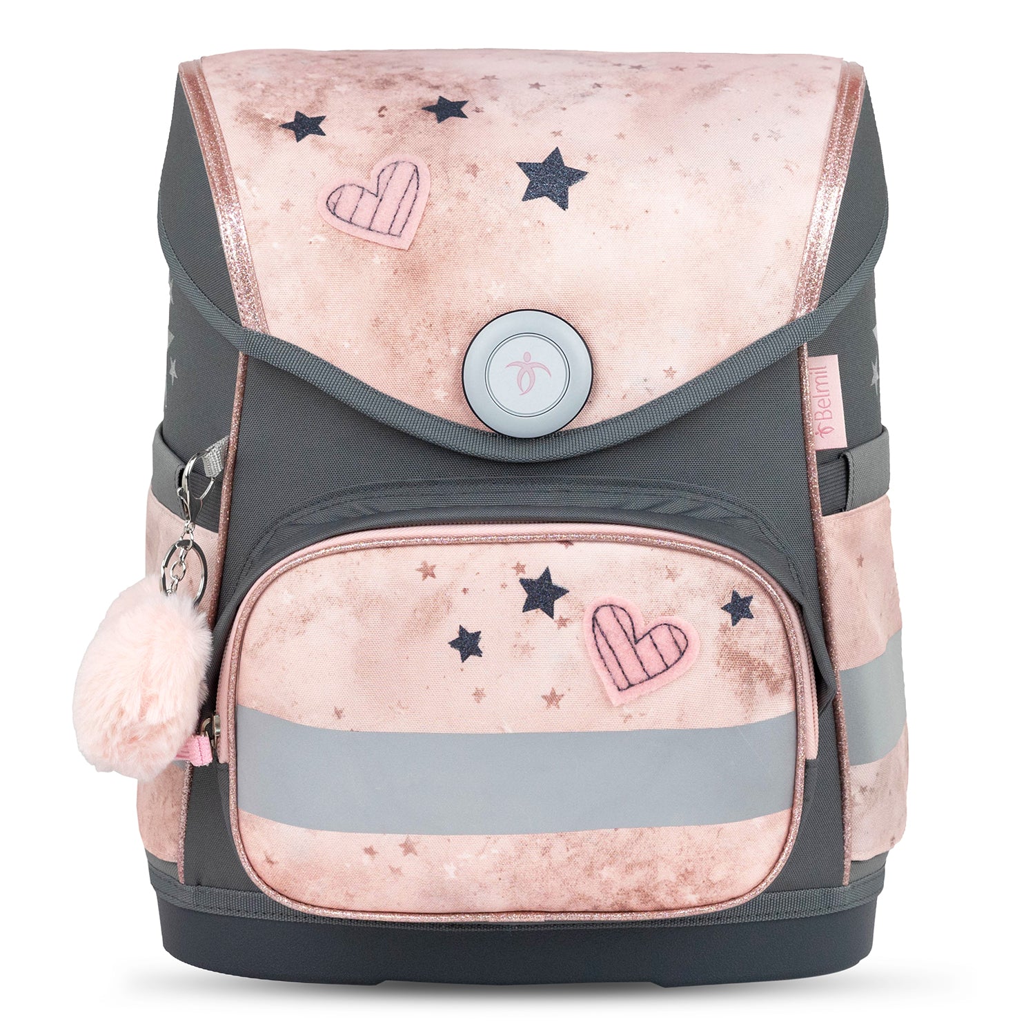 Accessory view of the Belmil Compact Ergonomic School Bag Set including the gym bag and pencil cases designed for girls with a cute doe and unicorn theme.