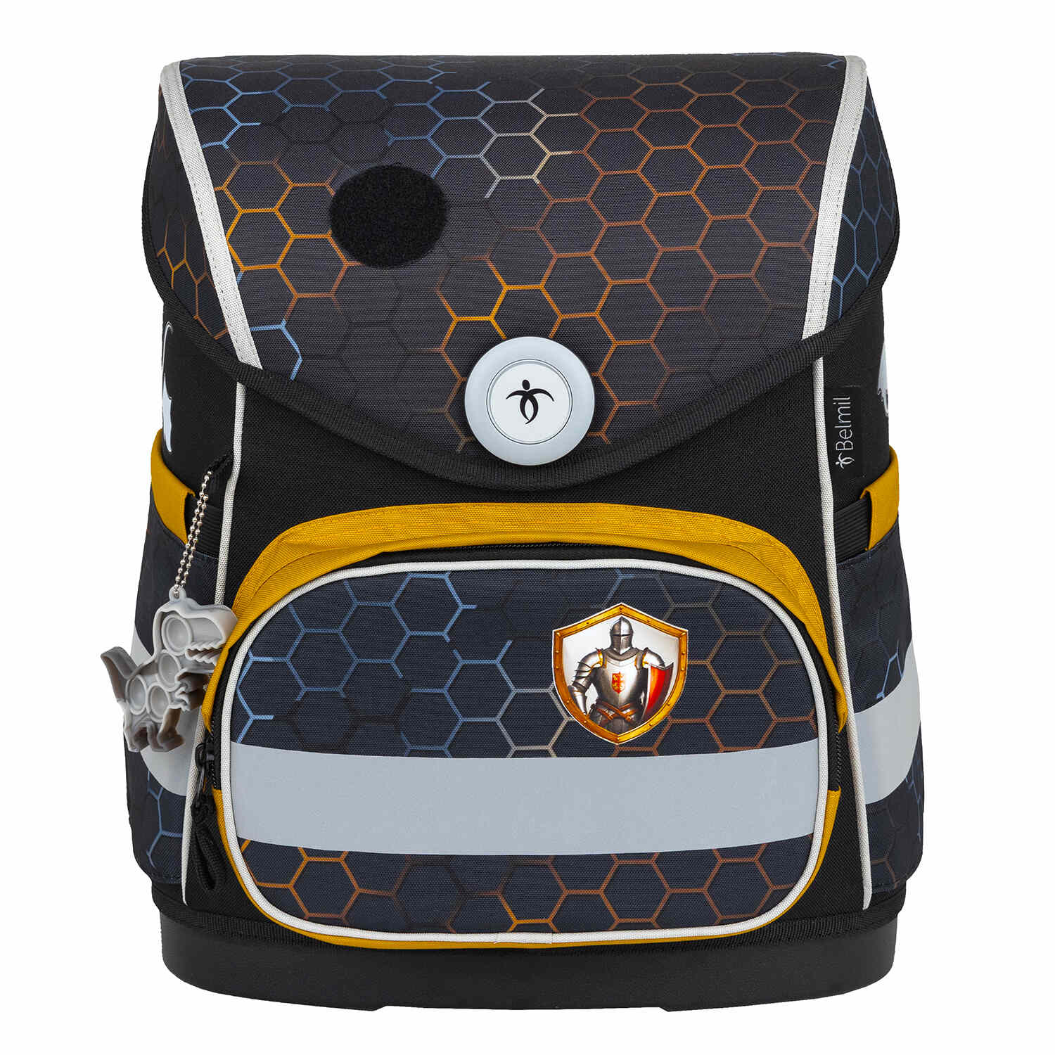 Display of decorative patches included with the Belmil Compact Dragon School Bag Set – 5-Piece Ergonomic Backpack with AGR Certificate, Fidlock Buckle & 4 Decorative Patches for personalization.