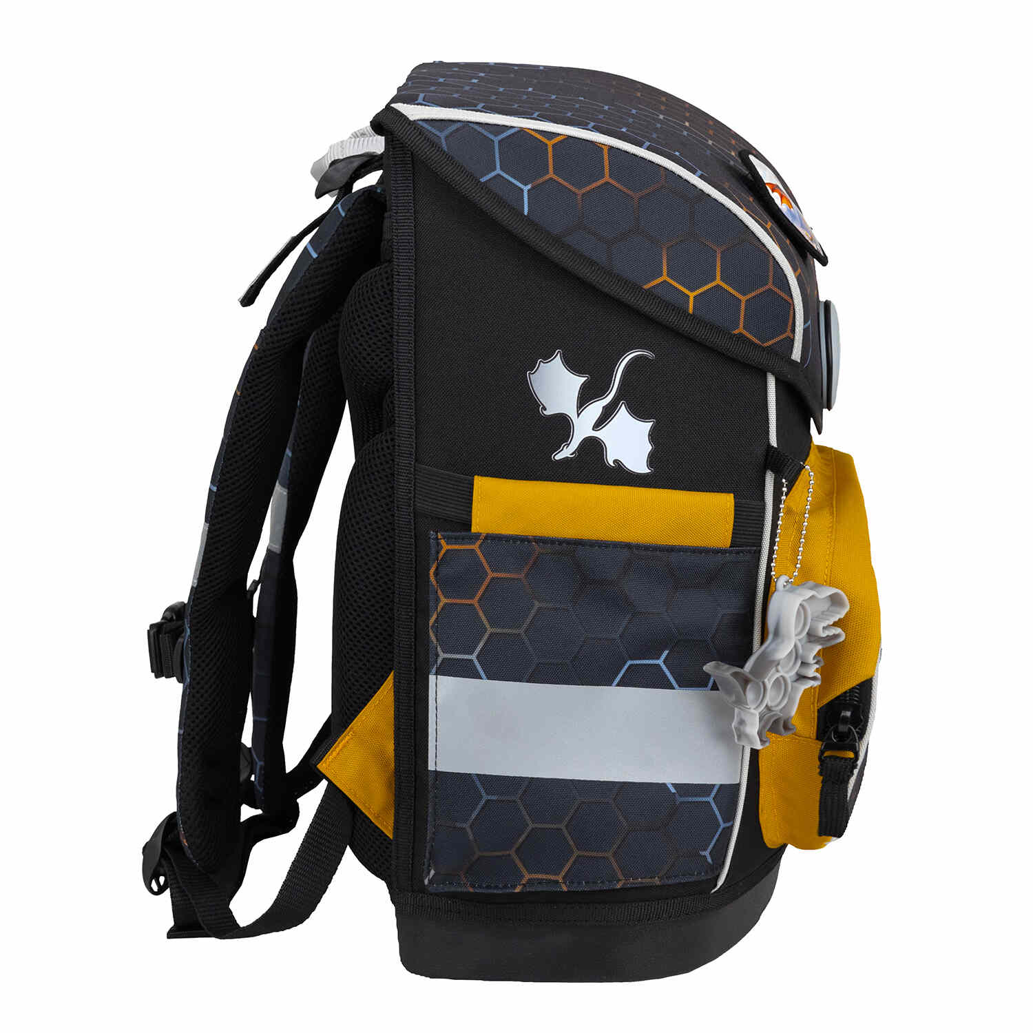 Front pocket of the Belmil Compact Dragon School Bag Set – 5-Piece Ergonomic Backpack with AGR Certificate, Fidlock Buckle & 4 Decorative Patches ideal for storing a pencil case.