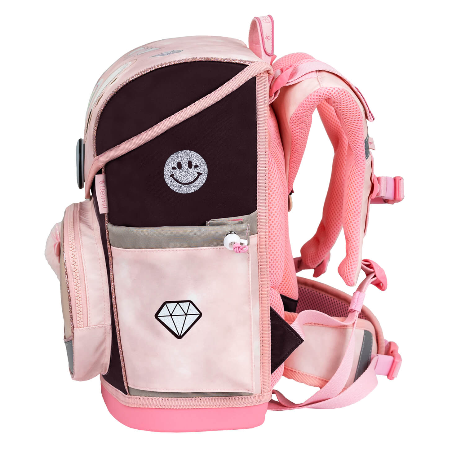 Versatile Premium Belmil School Bag Set for Girls – Compact Plus Glam schoolbag set 5 pcs with removable padded hip belt.