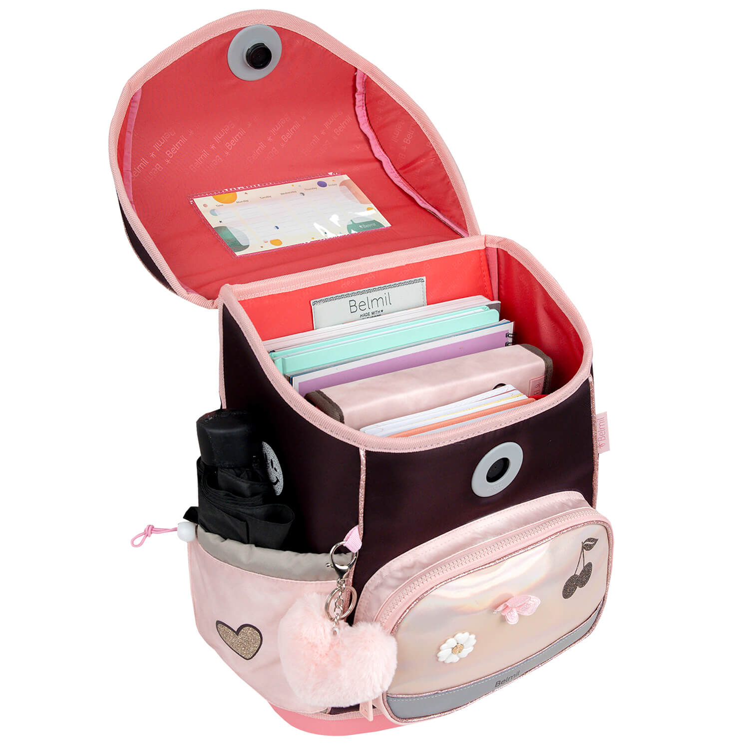Colorful Premium Belmil School Bag Set for Girls – Compact Plus Glam schoolbag set 5 pcs with trendy designs for kids.