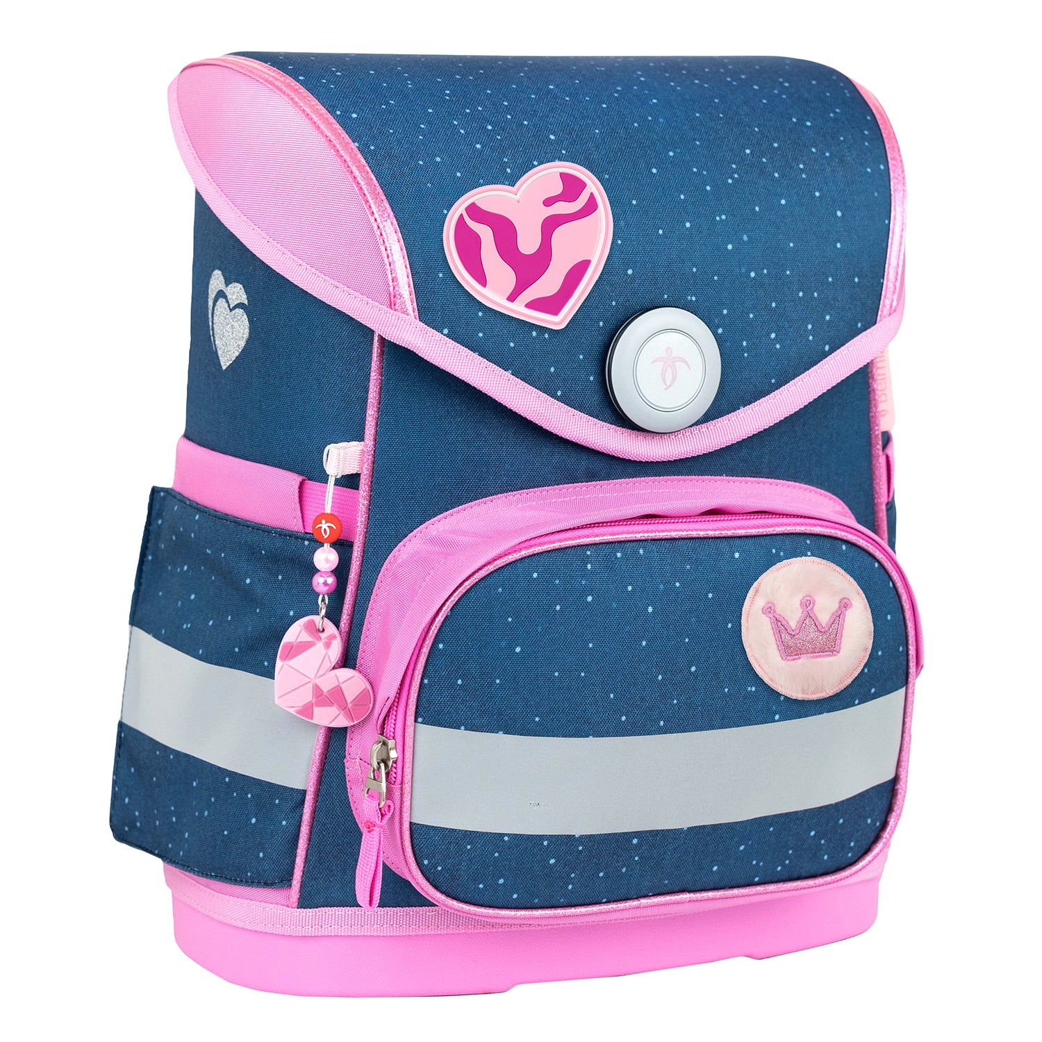 Detailed view of the Ergonomic School Bag Set for Girls – Belmil Compact Starry Princess (5 pcs), showcasing the pink accents and ergonomic features.