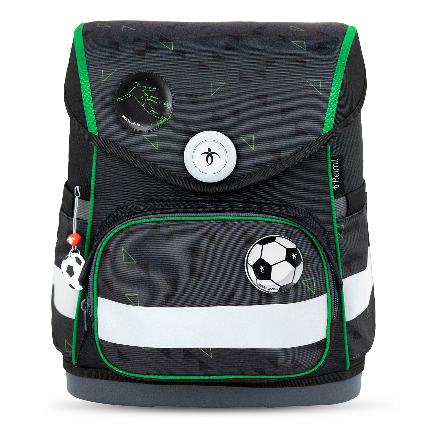 Close-up of the Fidlock magnetic closure on the Ergonomic School Bag Set for Boys – Belmil Compact Striker X schoolbag set 5 pcs, demonstrating easy and secure access.