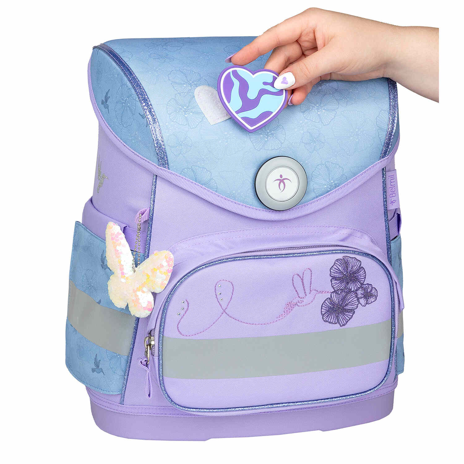 Kids using the Ergonomic School Bag Set for Girls – Belmil Compact Tropical Hummingbird, showcasing its ergonomic design.