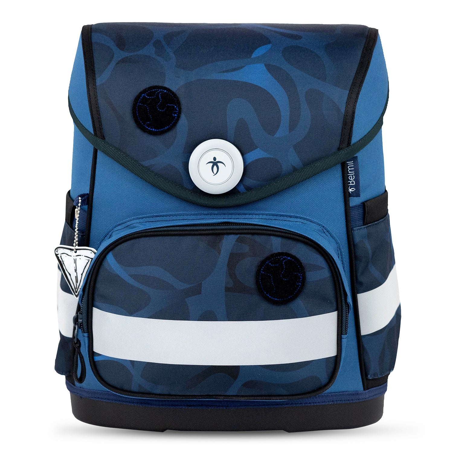 Close-up of the ergonomic back panel of the Belmil Compact Ergonomic School Bag Set 'Wave Storm' design, showcasing breathable padding for comfort.