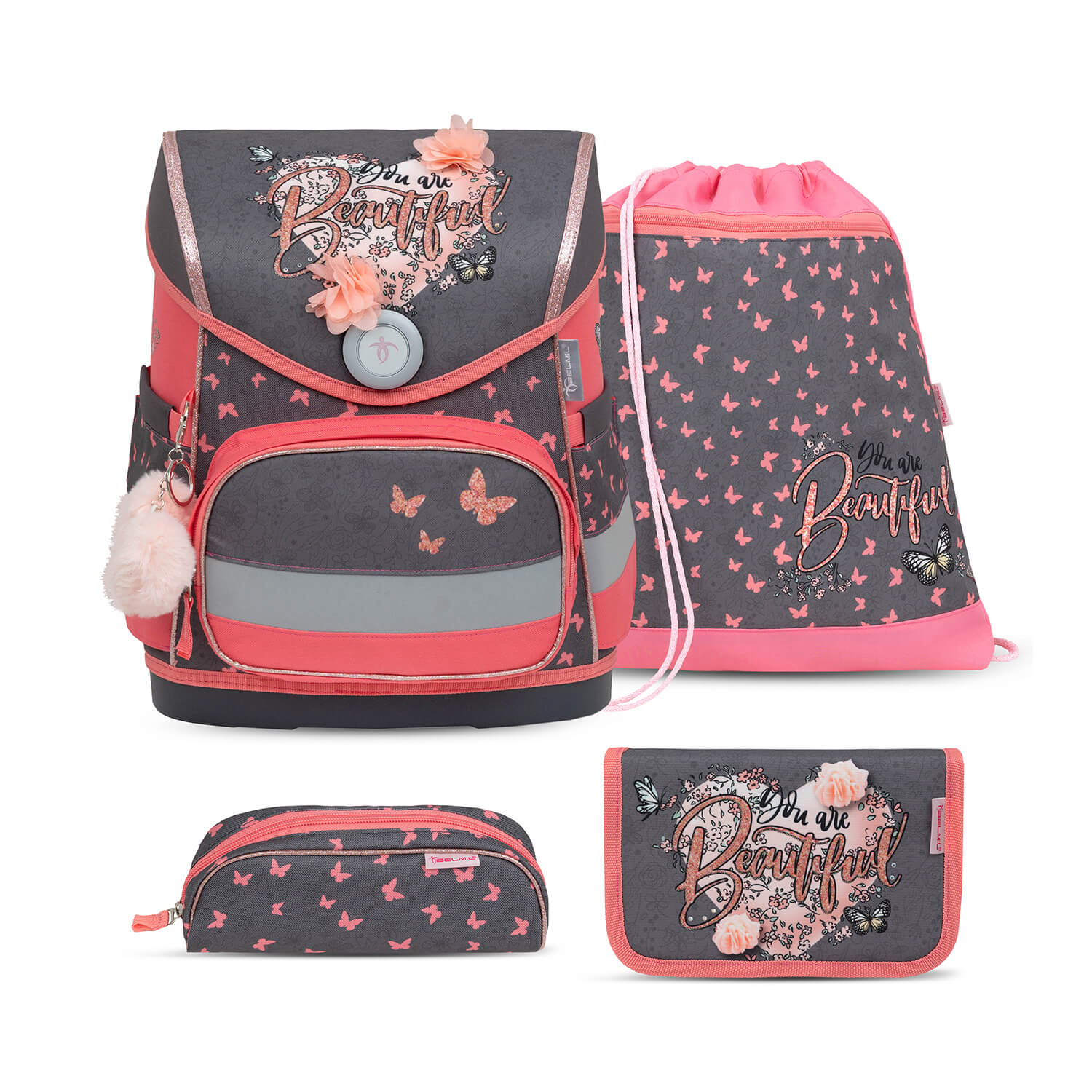 Compact Bloomy Blossom schoolbag set 4 pcs