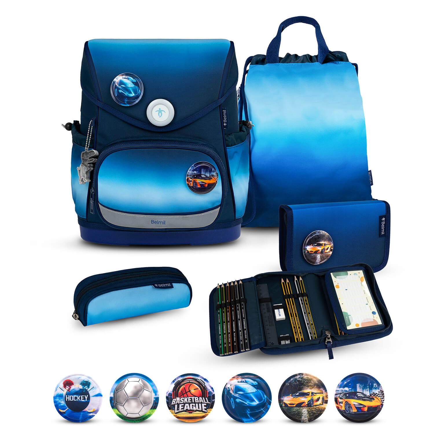 Premium Compact Plus Blue Navy Schulranzen Set 5tlg.