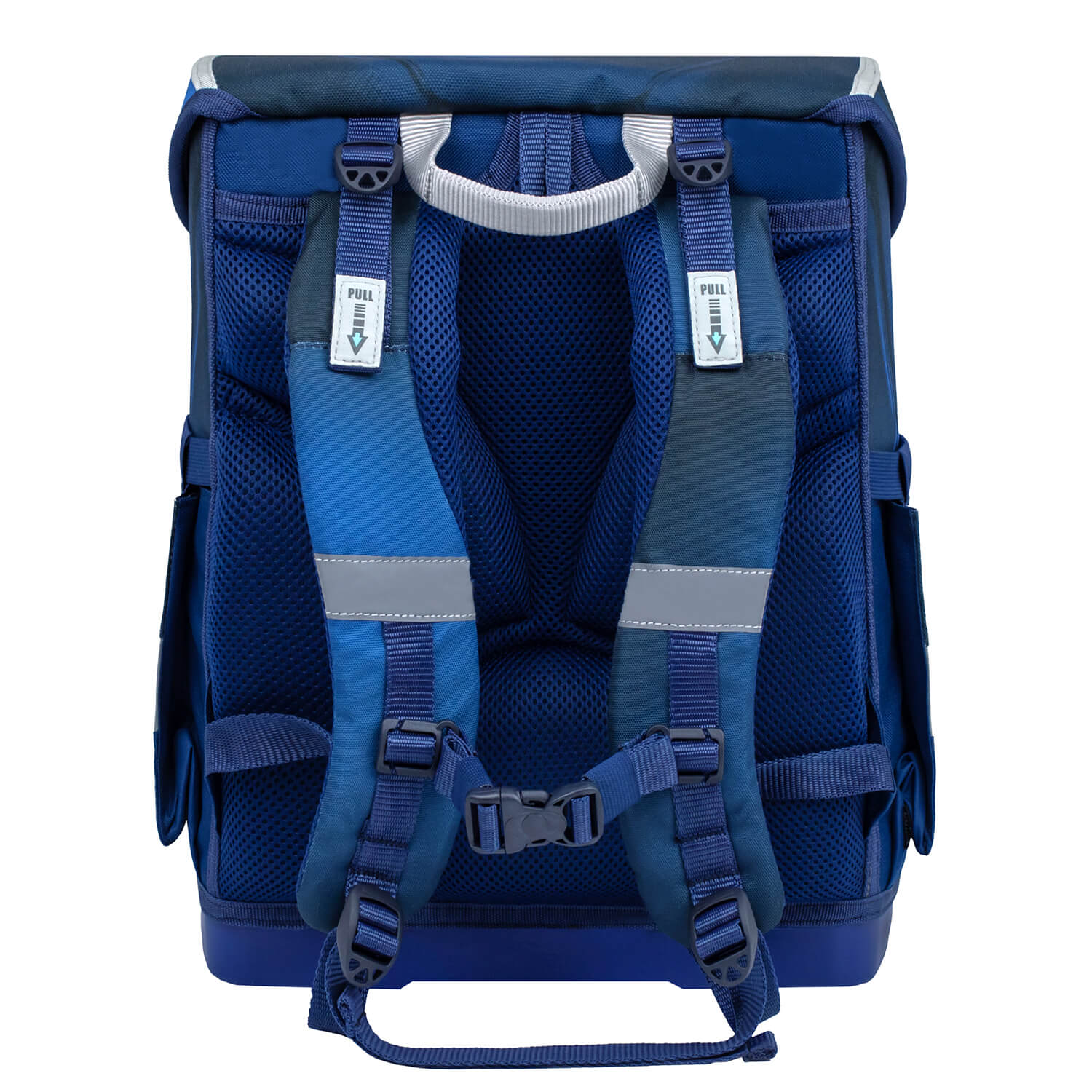 Reflective elements on the Ergonomic School Bag Set for Boys – Belmil Compact Football 4 schoolbag set 4 pcs enhancing visibility in low light.