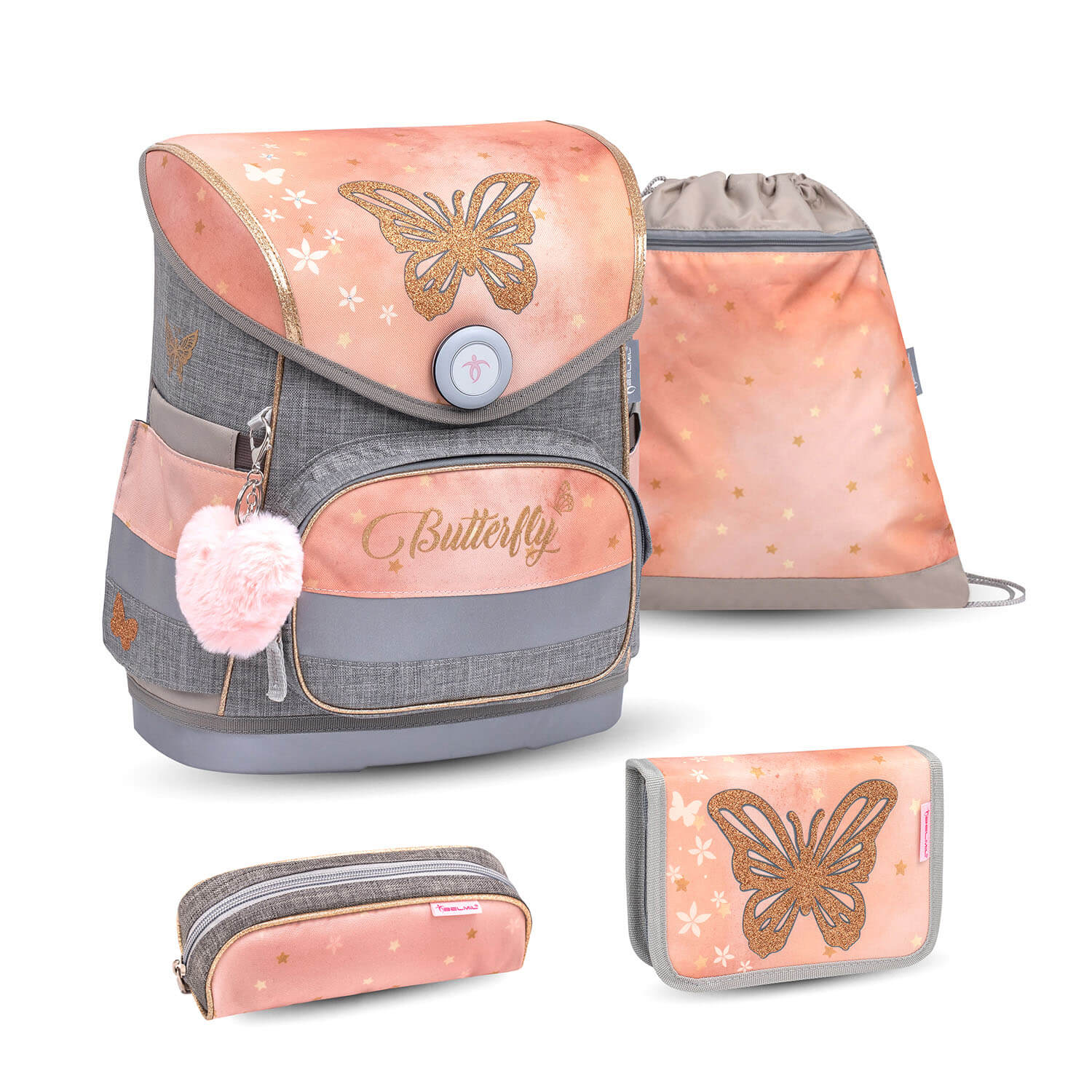 Compact Golden Butterfly schoolbag set 4 pcs