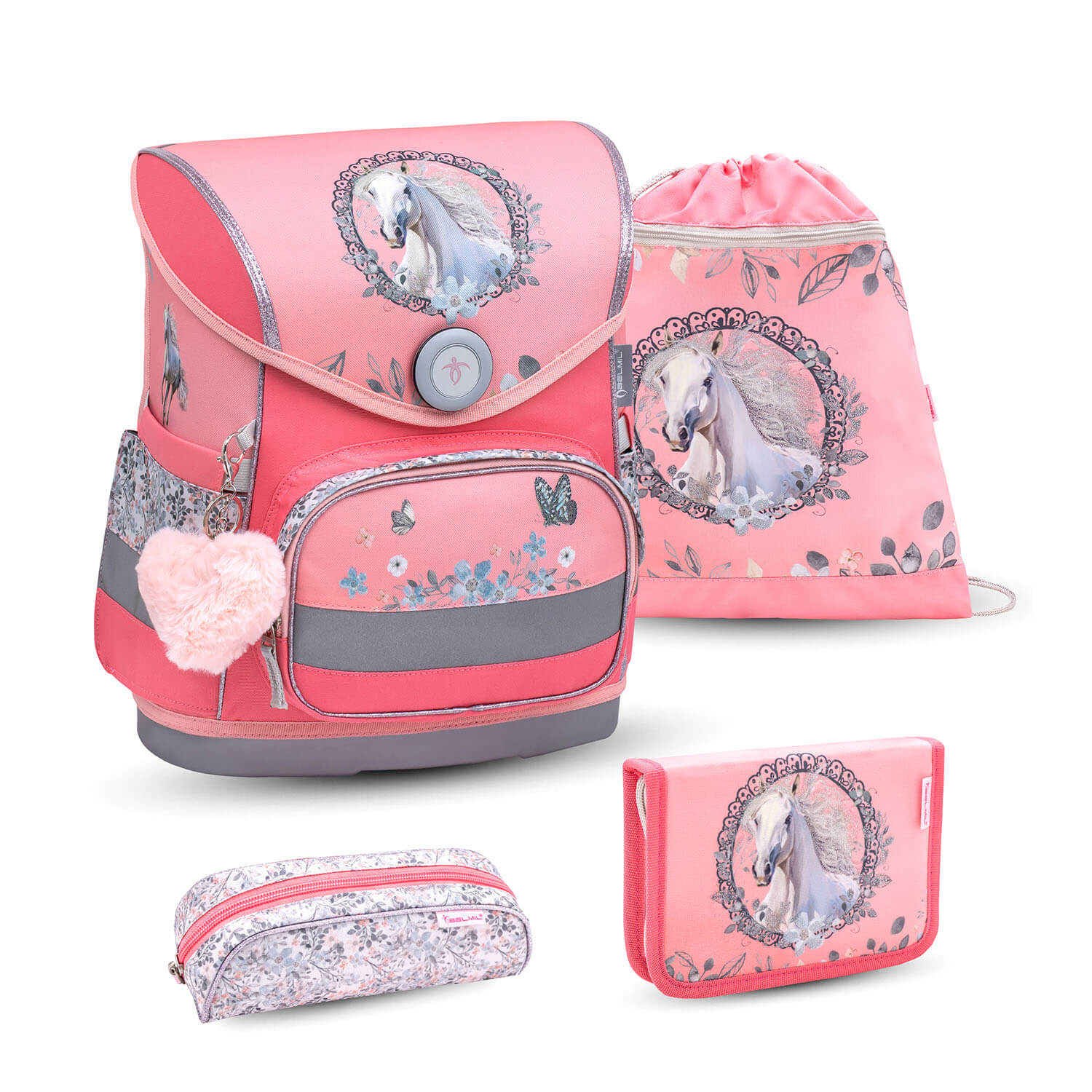 Compact Horse Snowflake Schulranzen Set 4 tlg.