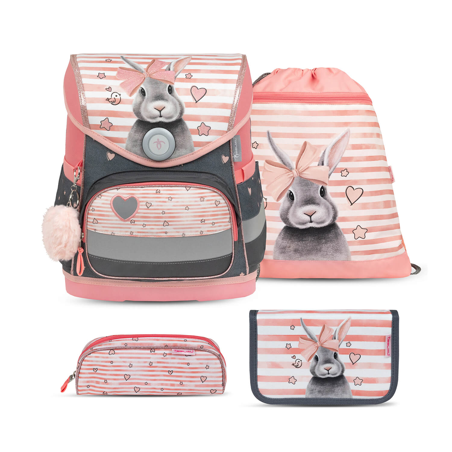 Compact Little Bunnies schoolbag set 4 pcs
