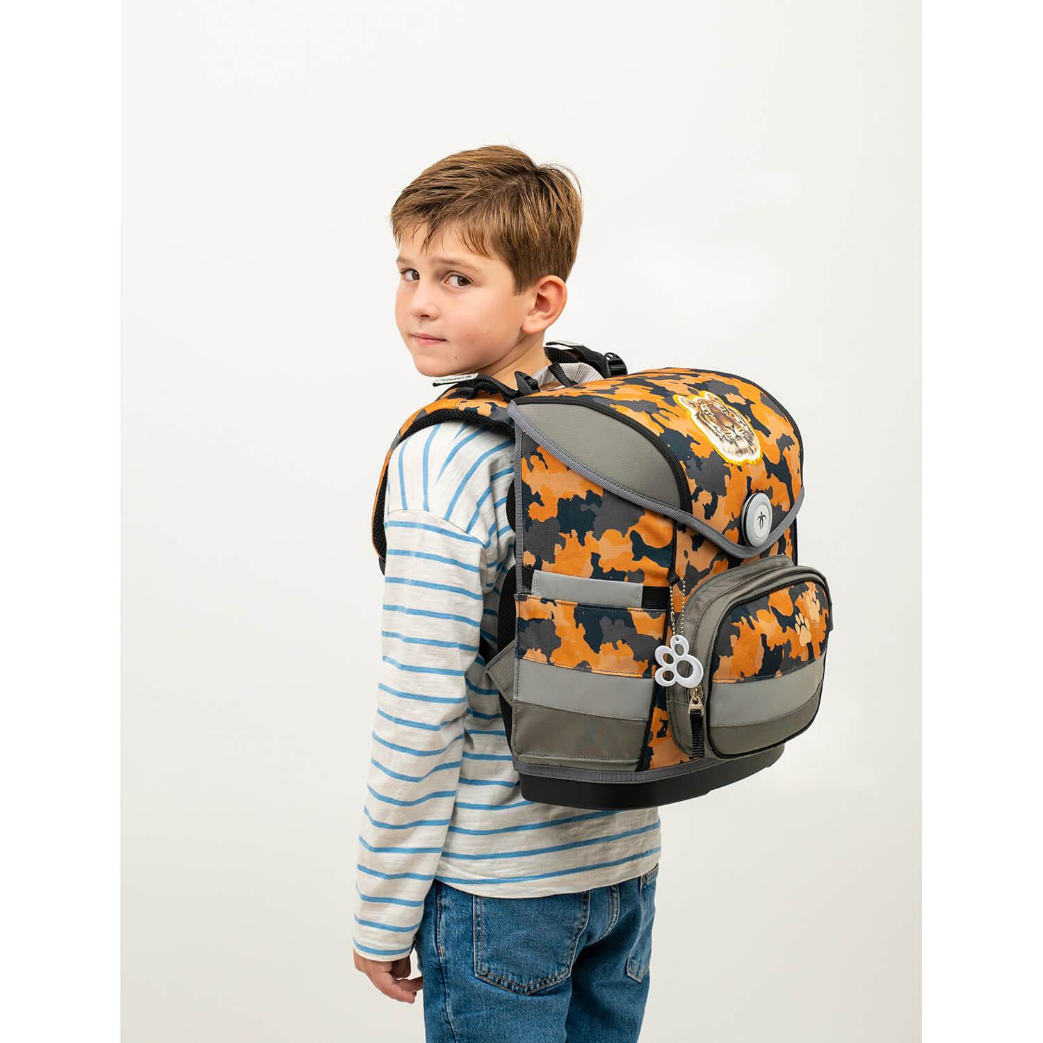 Compact Orange Camouflage Schulranzen Set 4 tlg.