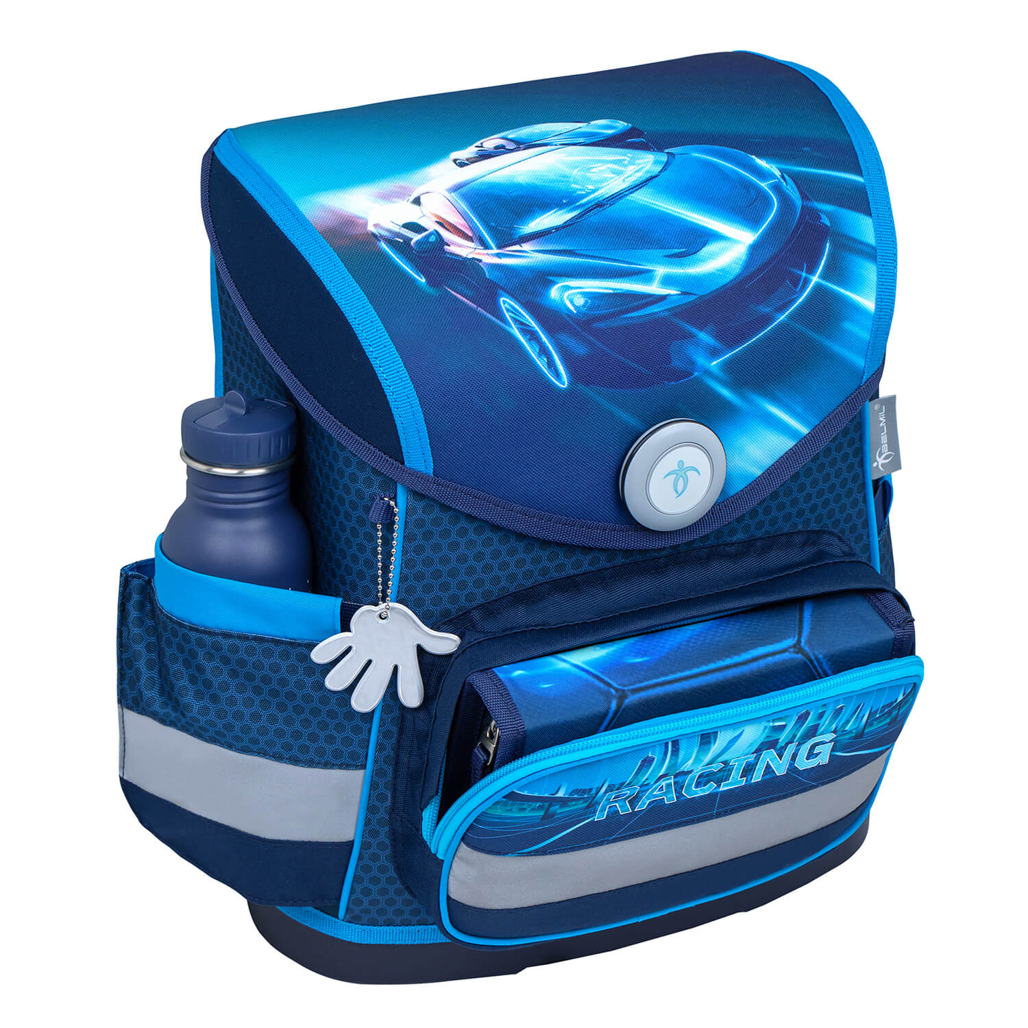 Compact Racing Blue Neon Schulranzen Set 4 tlg.