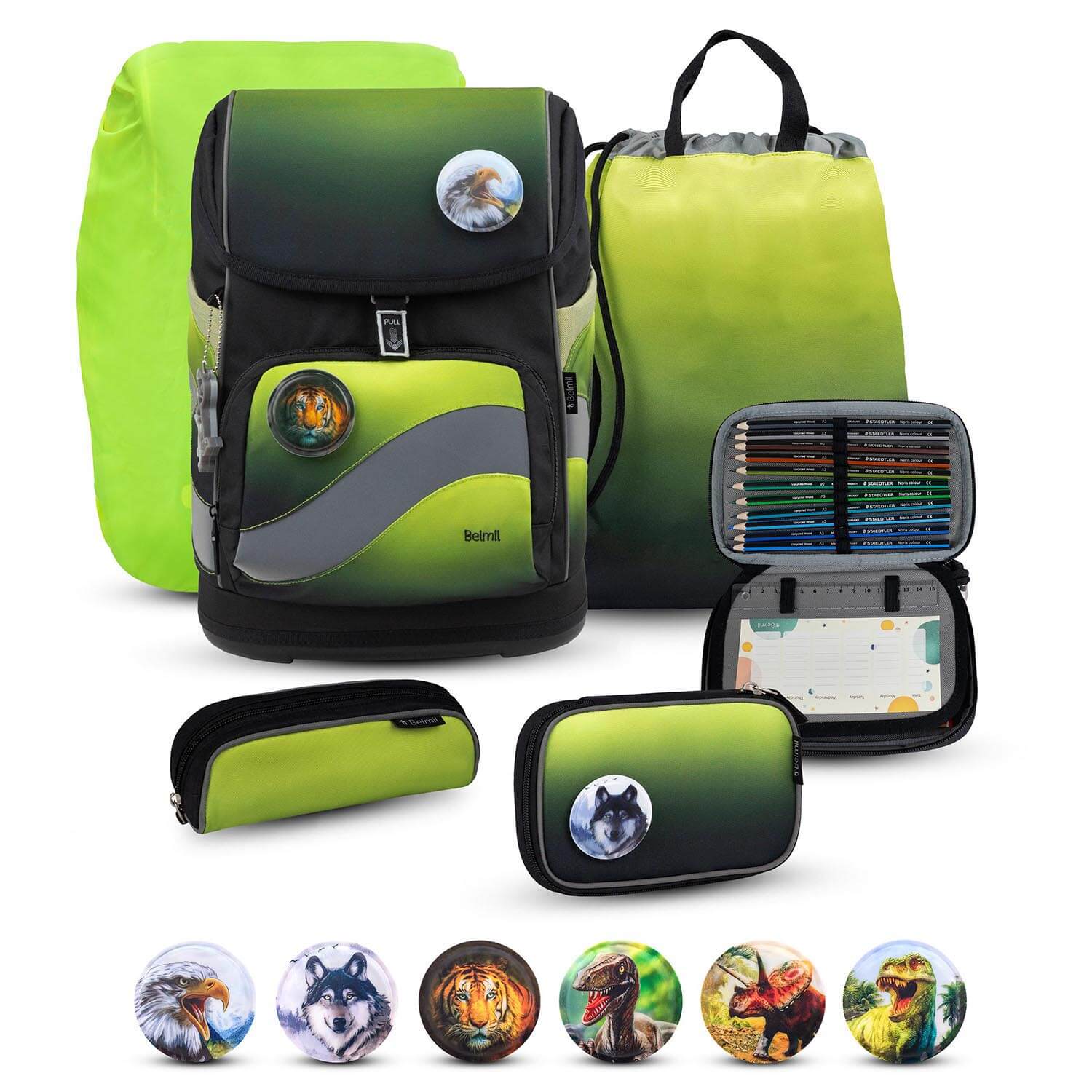 Smarty Plus Black Green Schulranzen Set 6tlg.