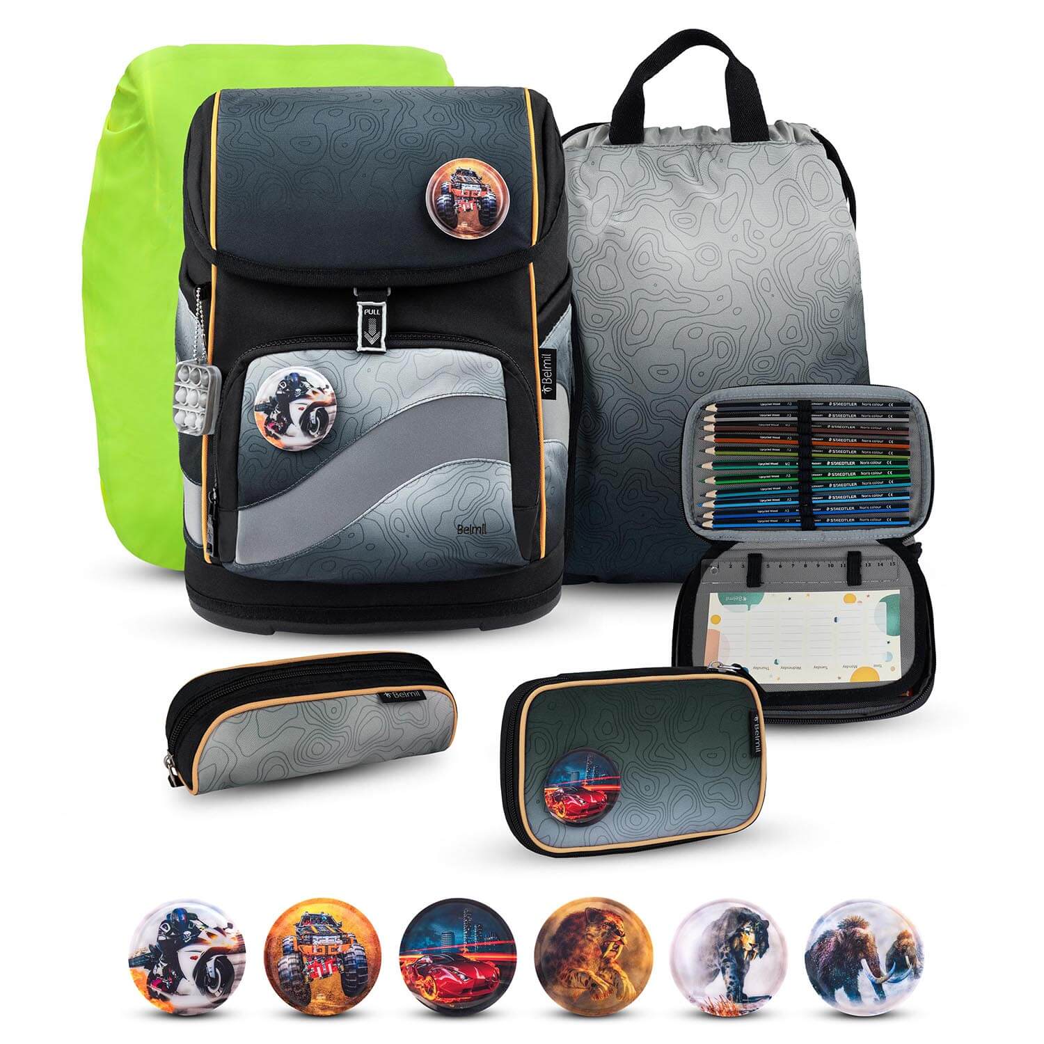 Smarty Plus Black Grey Schulranzen Set 6tlg.
