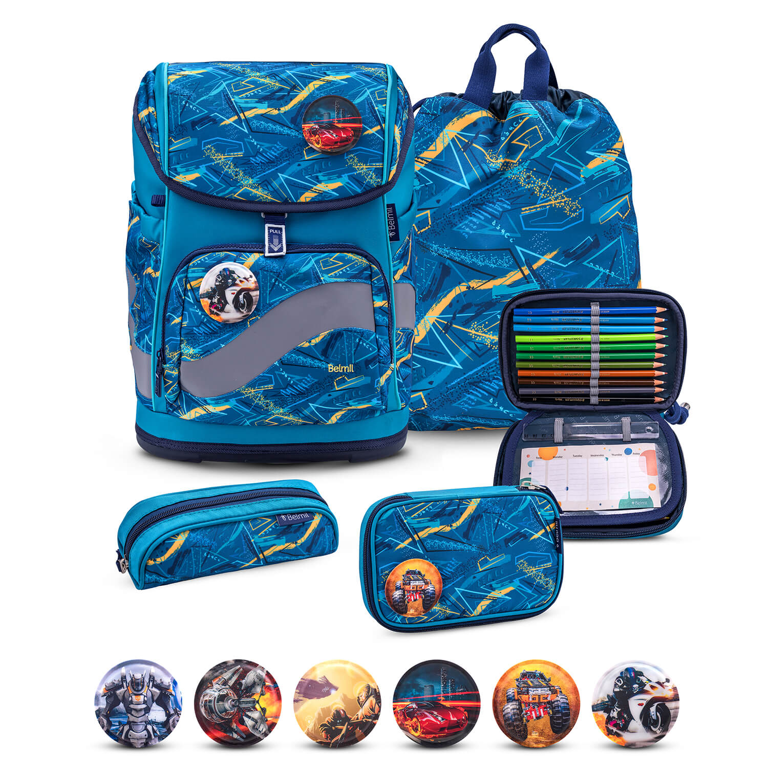 Premium Belmil School Bag Set for Boys – Smarty Plus Baltic schoolbag set 5 pcs