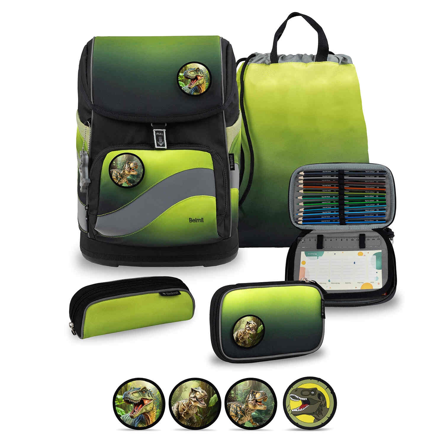 Smarty Plus Black Green Schoolbag set 5pcs.