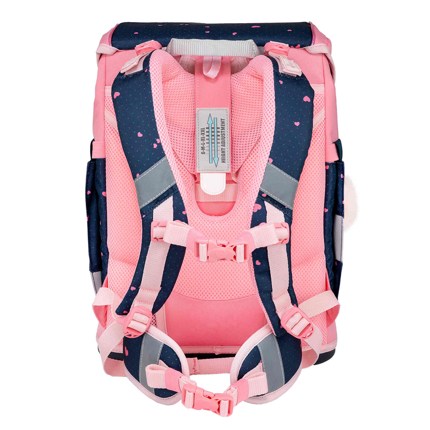 Image of the Belmil Smarty In Love With Hearts Ergonomic School Bag Set – 5-Piece Set with 9 Interchangeable Patches and Hip Belt featuring its lightweight design.
