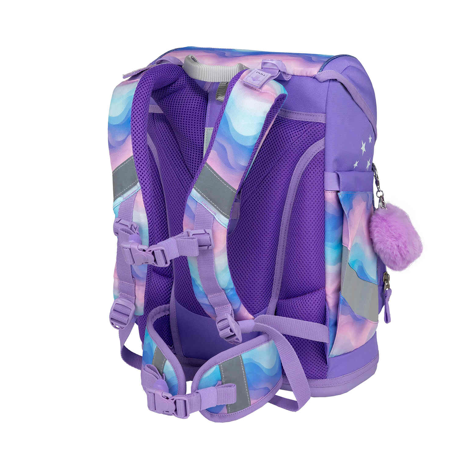The Belmil Smarty Rainbow Land Ergonomic School Bag Set – 5-Piece Set with 9 Interchangeable Patches and Hip Belt with vibrant colors and ergonomic design.
