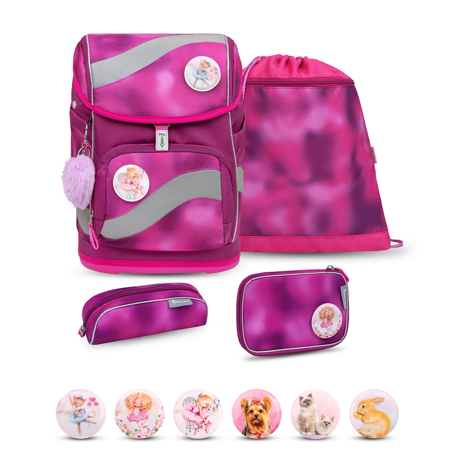 Smarty Shiny Pink schoolbag set 5 pcs