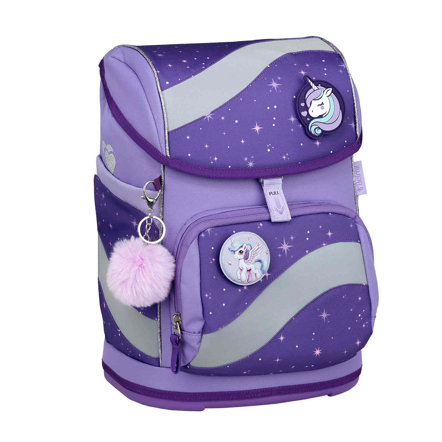 Ergonomic School Bag Set for Girls – Belmil Smarty Starlight schoolbag set 5 pcs with multiple pockets for easy organization.