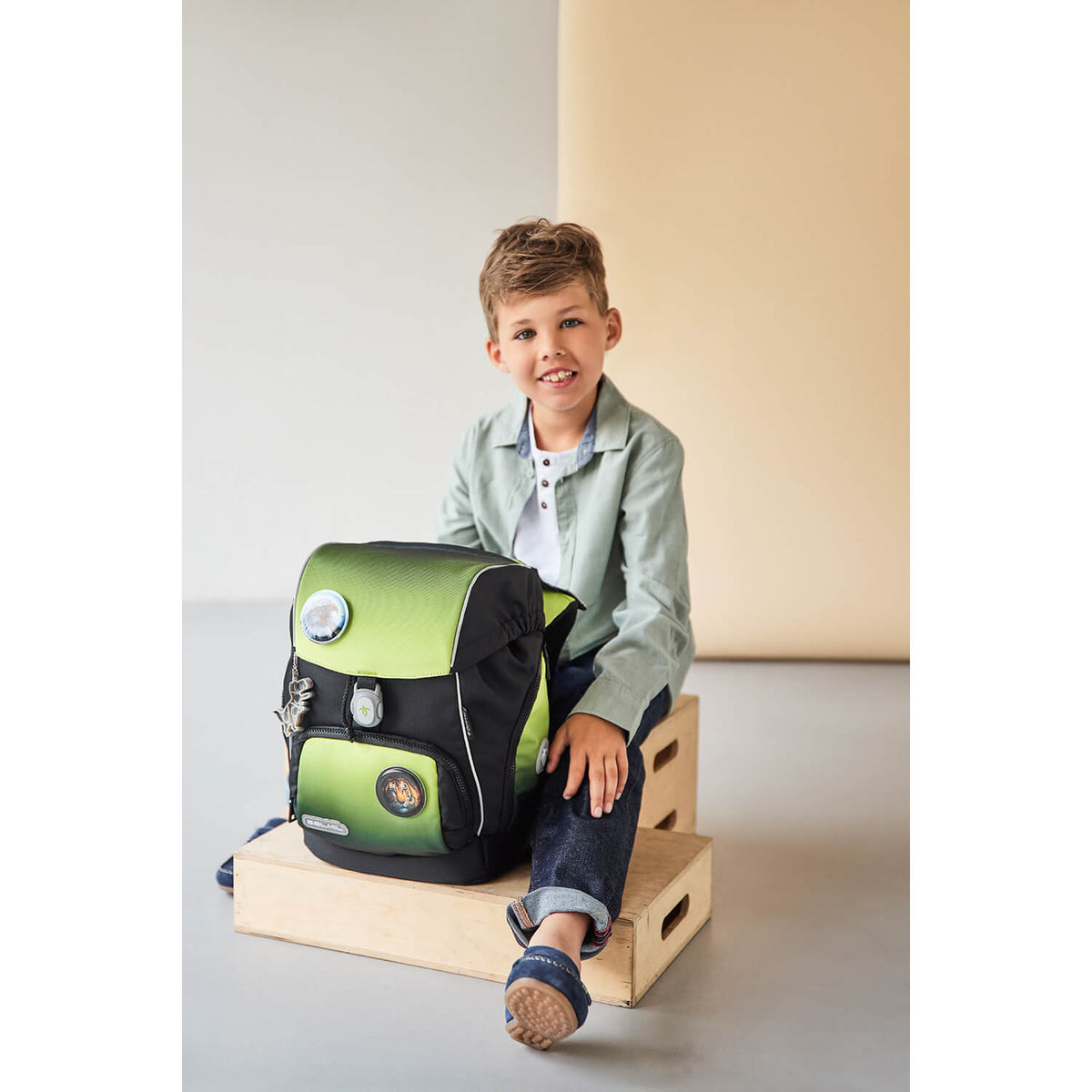 Premium Comfy Plus Black Green Schulranzen Set 5tlg.