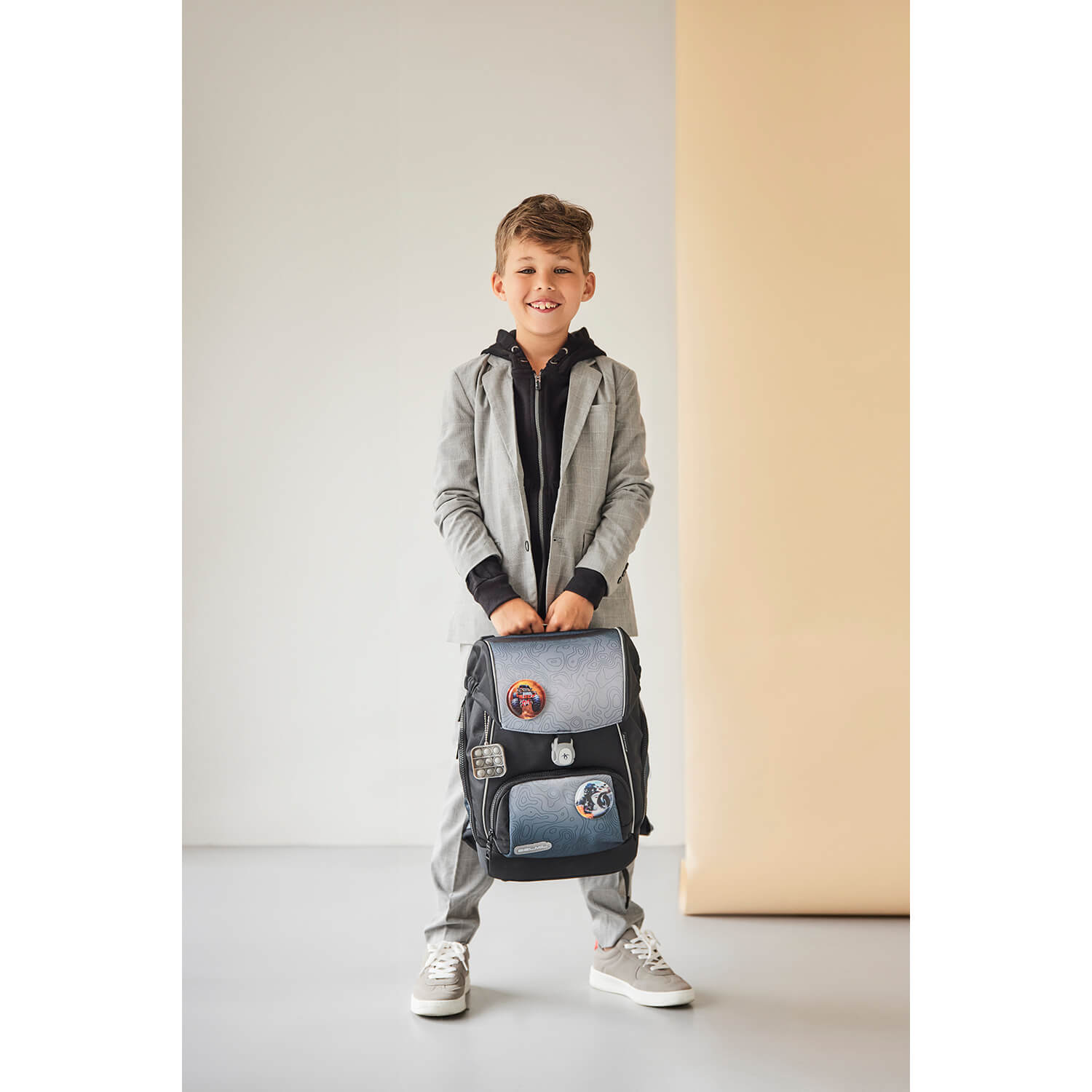 Premium Comfy Plus Black Grey Schoolbag set 5pcs.