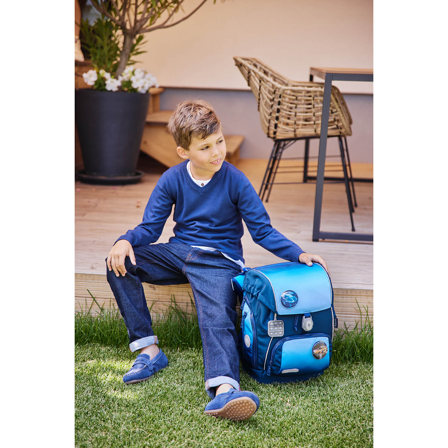 Premium Comfy Plus Blue Navy Schulranzen Set 5tlg.