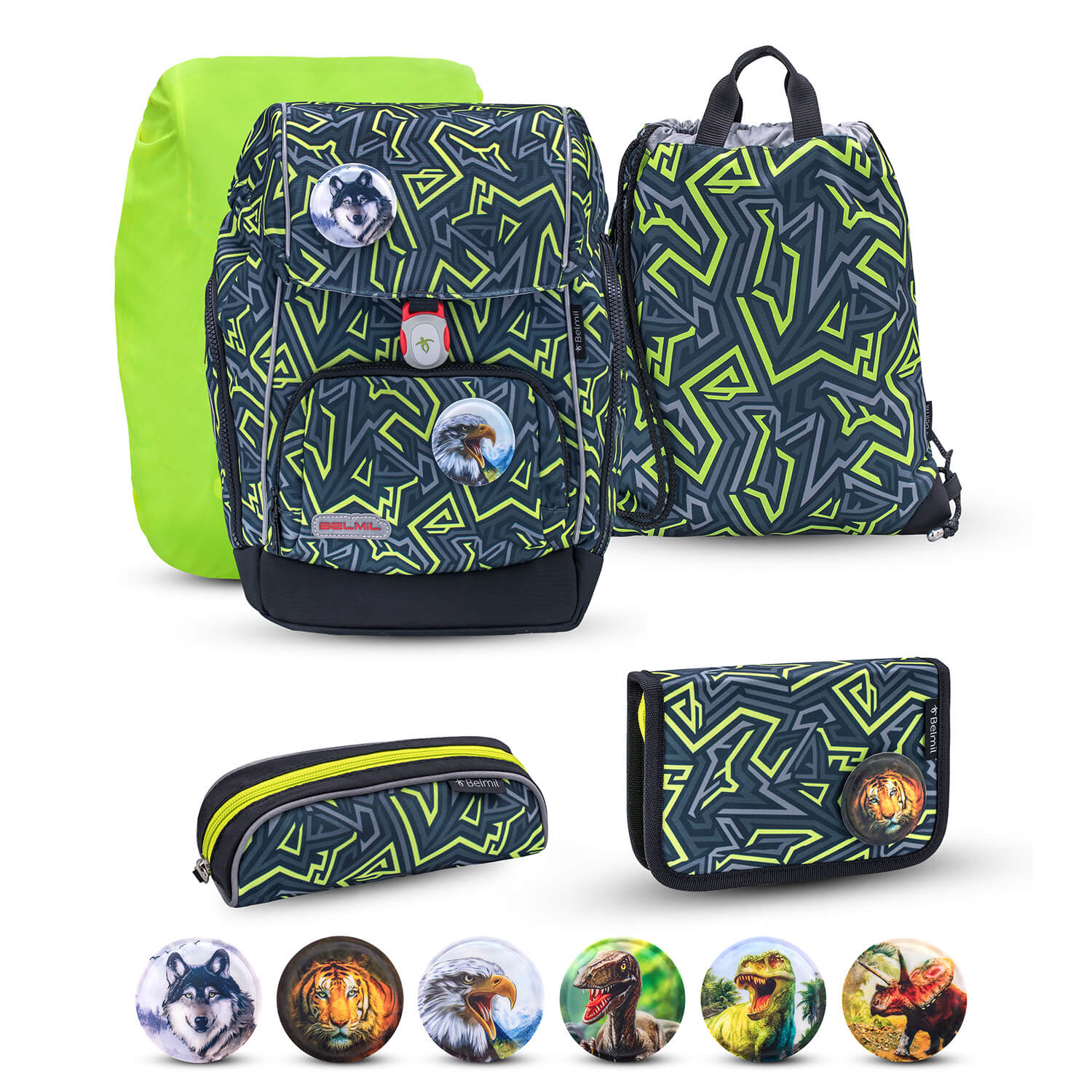 Premium Comfy Plus Iguana Schulranzen Set 6tlg.