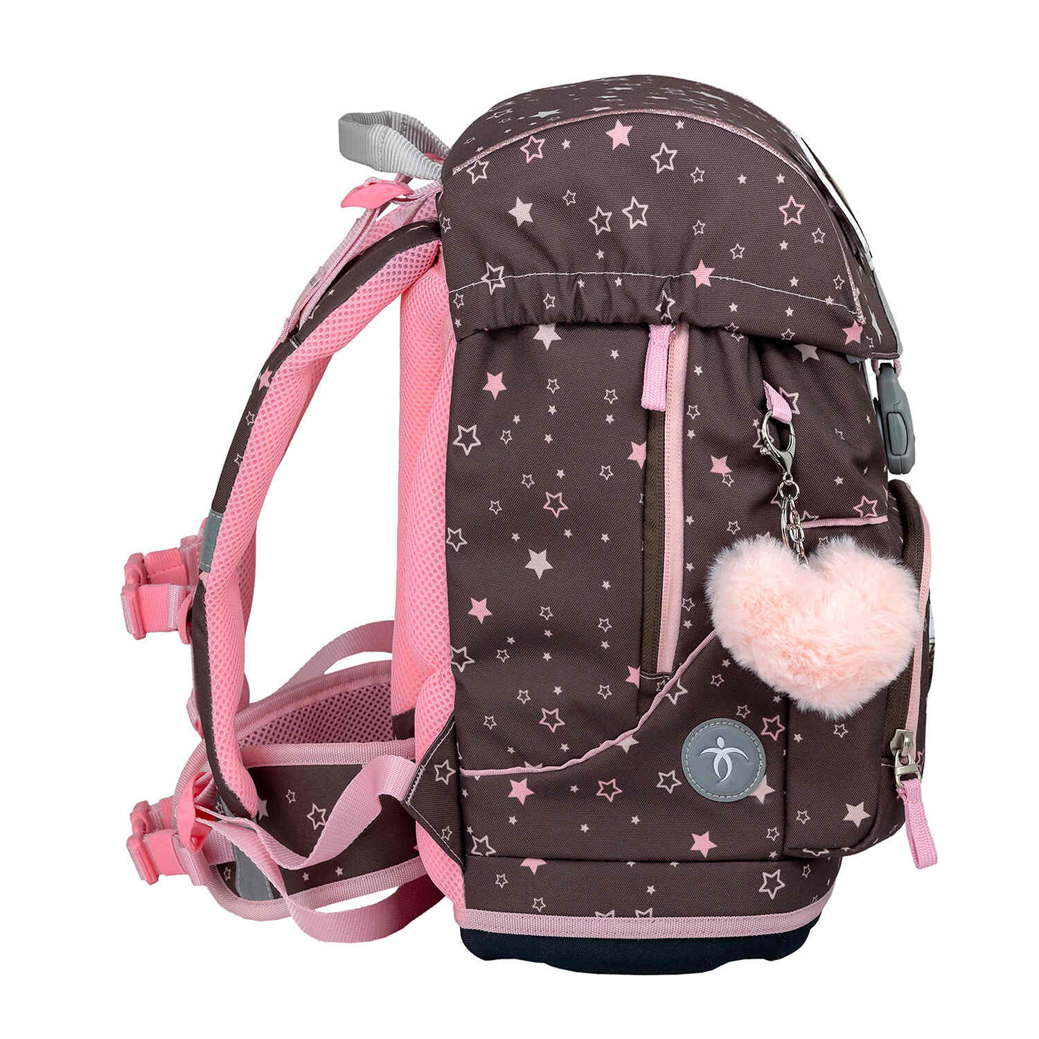 Side pockets of the Belmil school bag, perfect for holding a water bottle or umbrella on the go.