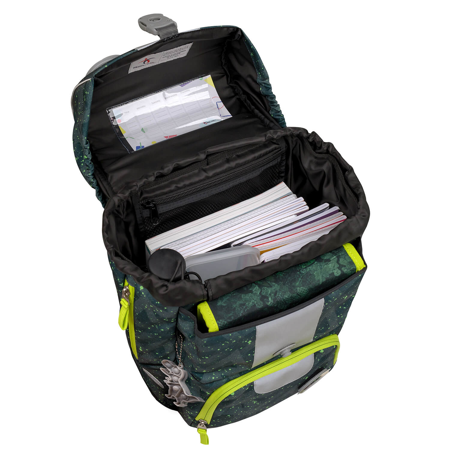 Overall view of the Belmil Motion school bag set, showcasing its ergonomic design and vibrant colors.