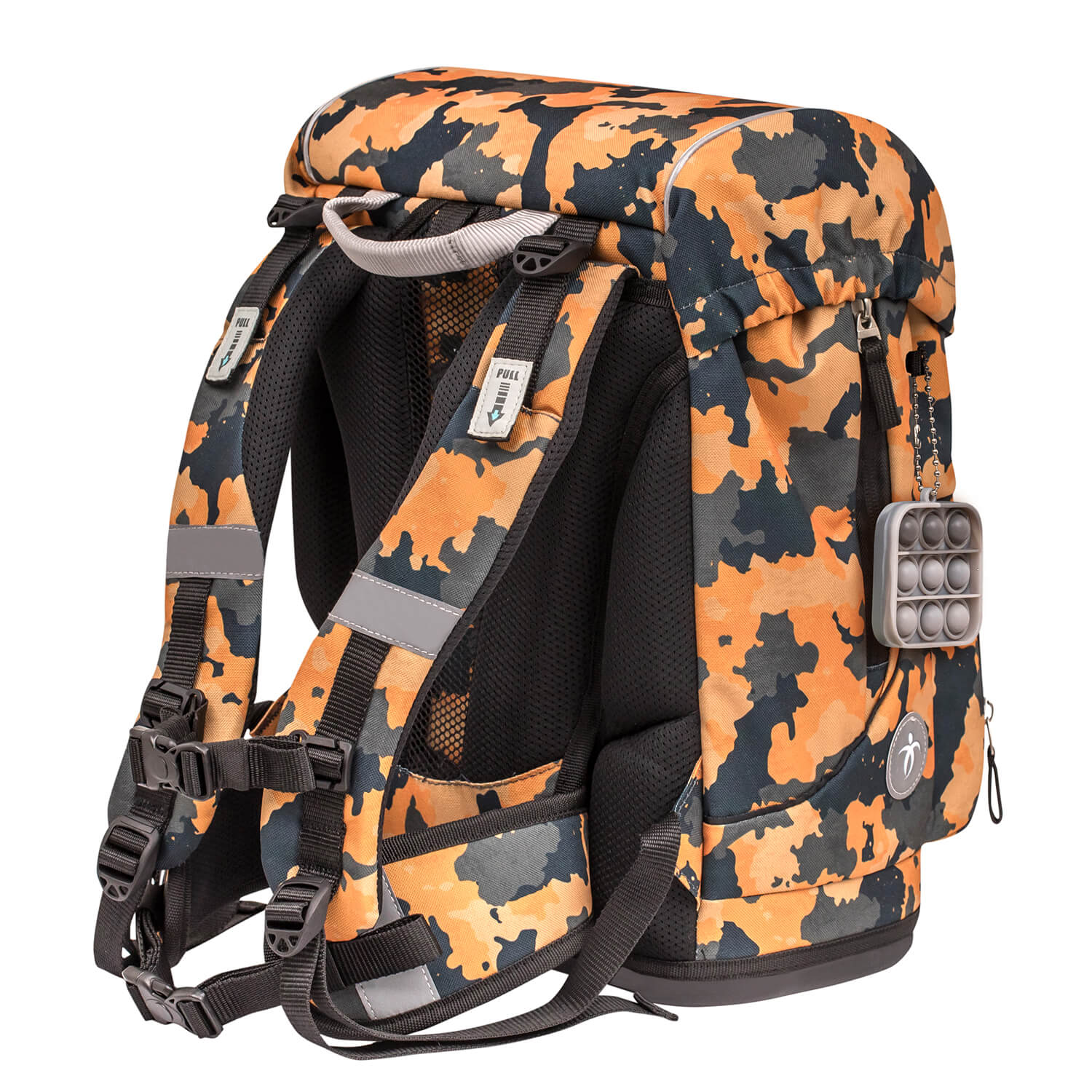 Side view of Belmil Motion School Bag with side pockets for bottles or umbrellas.