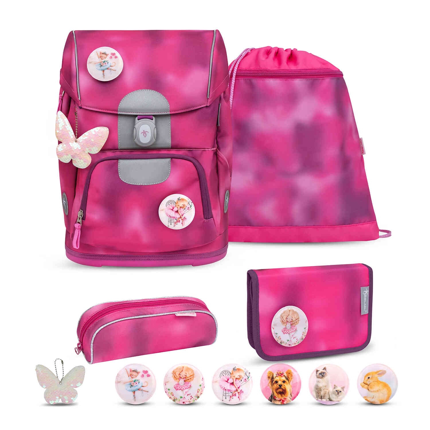 Motion Shiny Pink Schulranzen Set 5 tlg.