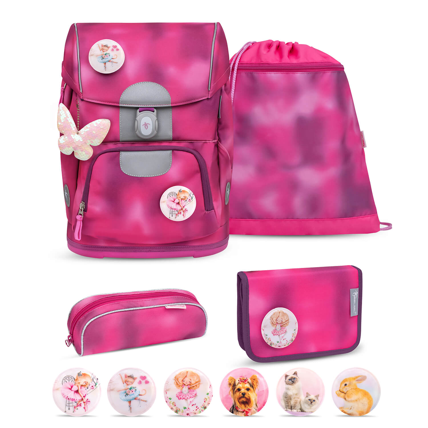 Motion Shiny Pink Schulranzen Set 5 tlg.