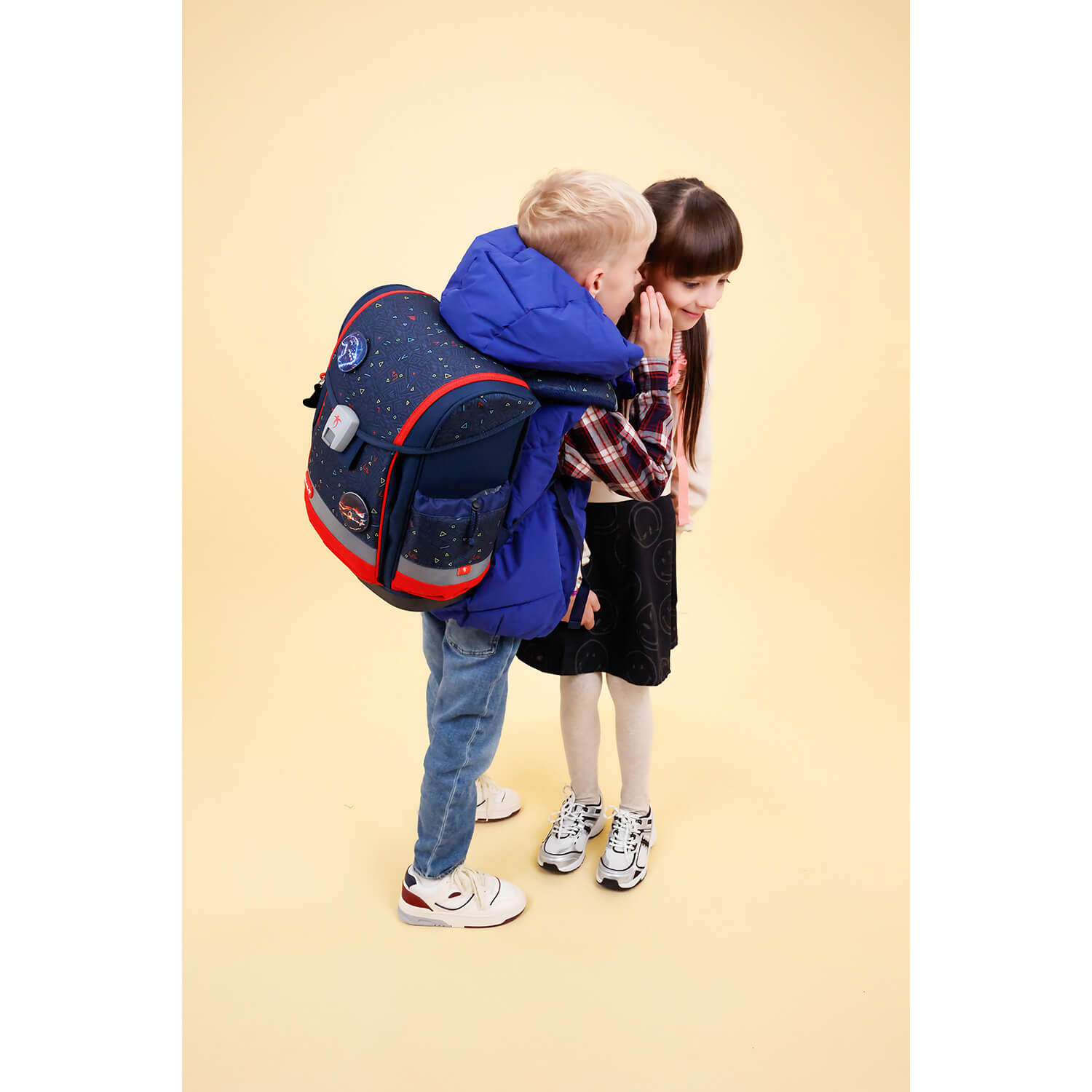 Front view of the Belmil Classy Plus Ergonomic School Bag Set for Boys “Gamer” Design showcasing vibrant colors and ergonomic features.