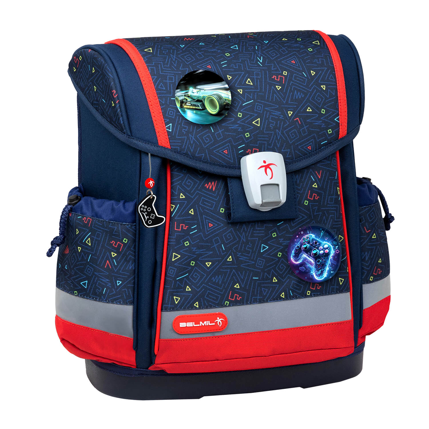 Adjustable shoulder straps on the Belmil Classy Plus Ergonomic School Bag Set for Boys “Gamer” Design for a customized fit.