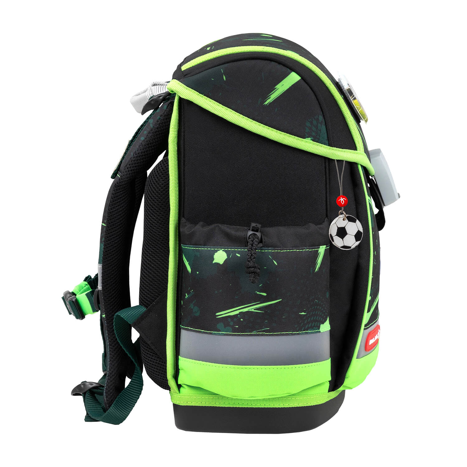 The back panel of the Belmil Classy Plus Ergonomic School Bag Set for Boys “Neon Sport” Design + Dinosaur Raincoat – 6-Piece Back-Friendly Starter Set demonstrating breathability and comfort.